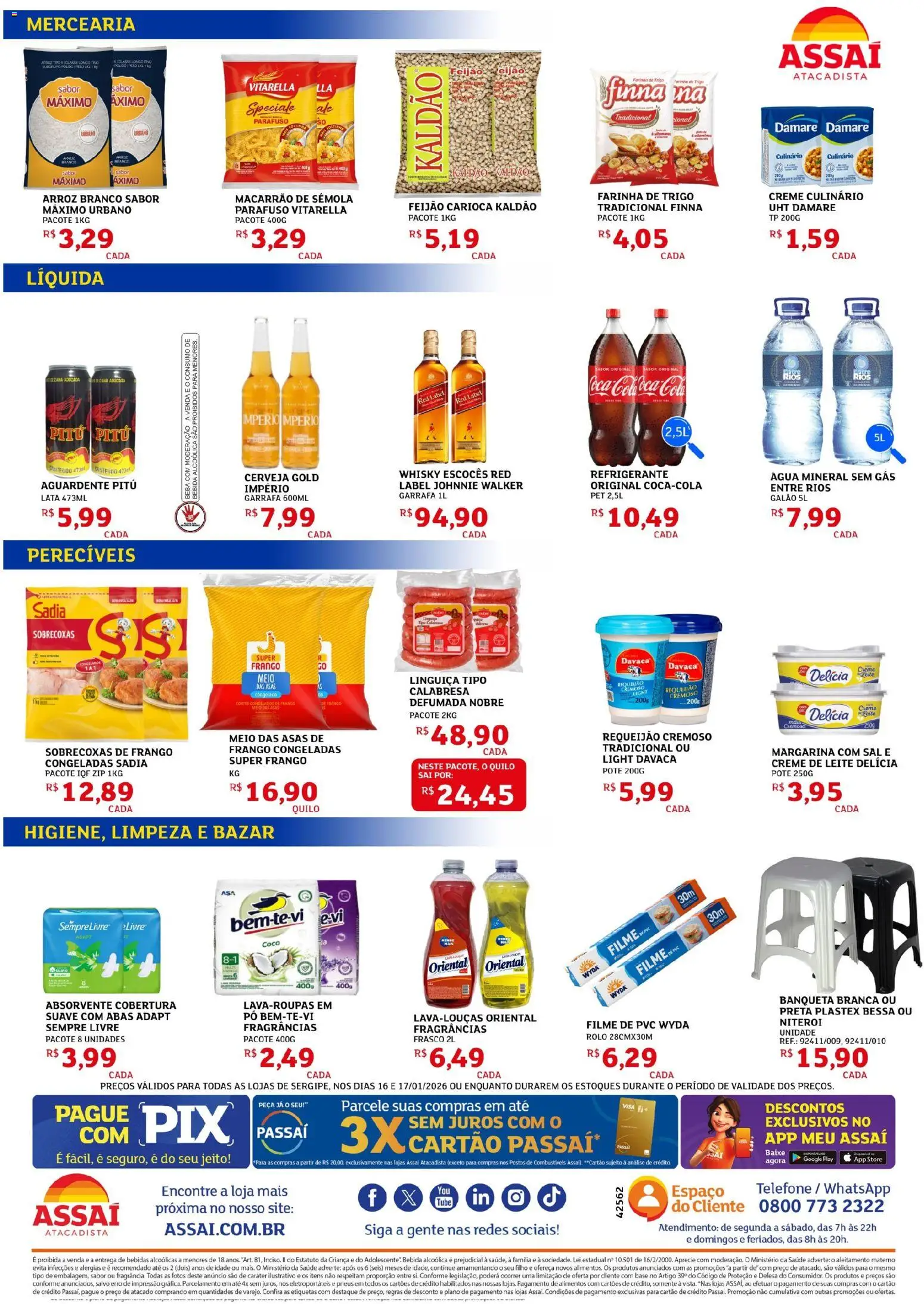 Assaí Atacadista Folheto - válido de 16.01.2026 | Página: 2 | Produtos: Feijão, Pó, Bebida, Telefone