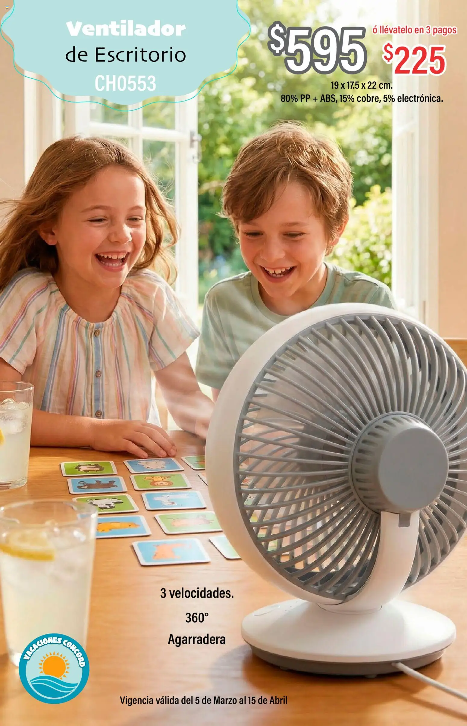 Nuevas ofertas de Colchas Concord válidas en toda la República Mexicana desde el 05.03.2026. ¡Encuentra las mejores ofertas en Colchas Concord catálogo Vacaciones! | Página: 26 | Productos: Ventilador, Escritorio