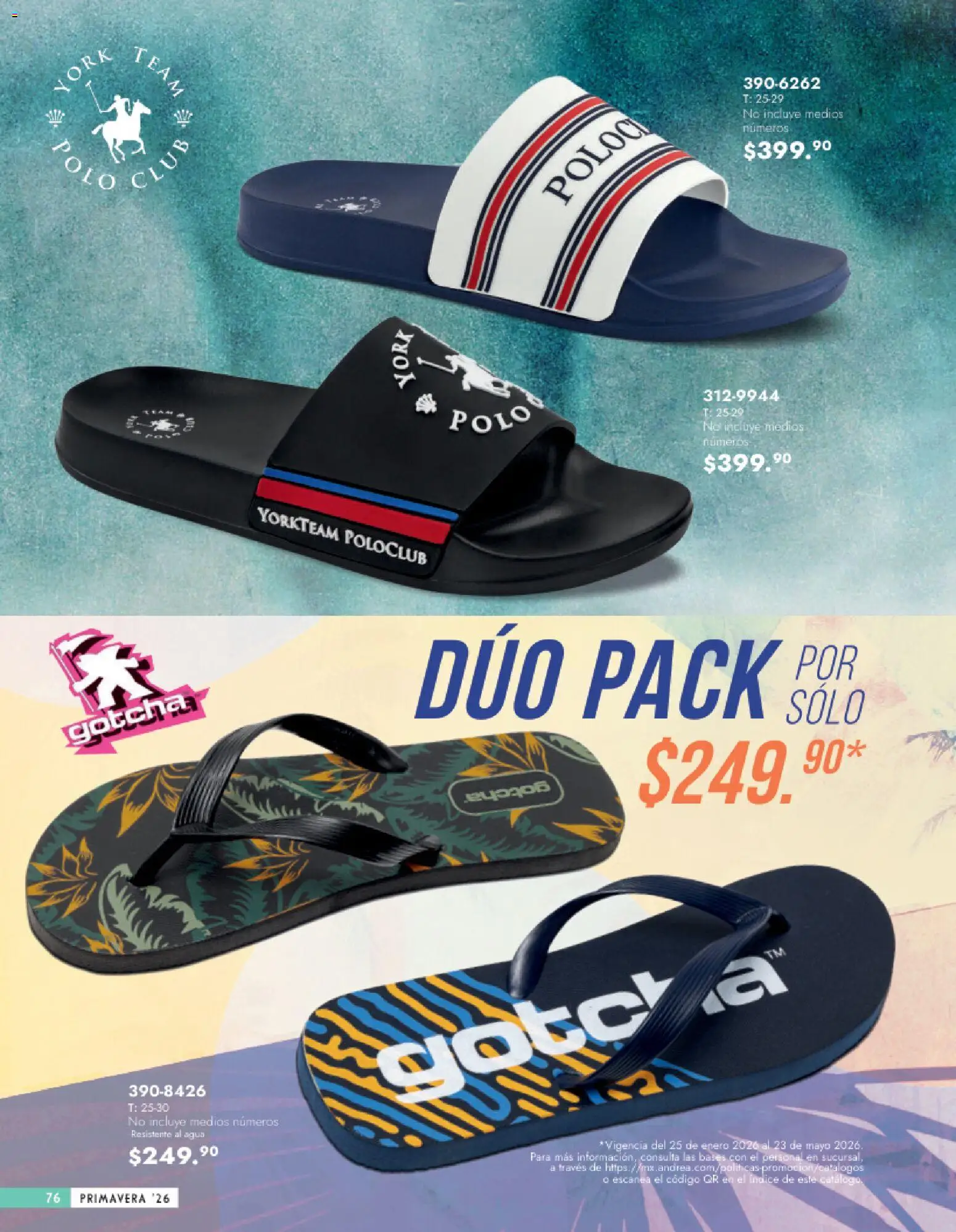 Nuevas ofertas de Andrea válidas en toda la República Mexicana desde el 25.01.2026. ¡Encuentra las mejores ofertas en Andrea catálogo Calzado Caballero! | Página: 76 | Productos: Agua