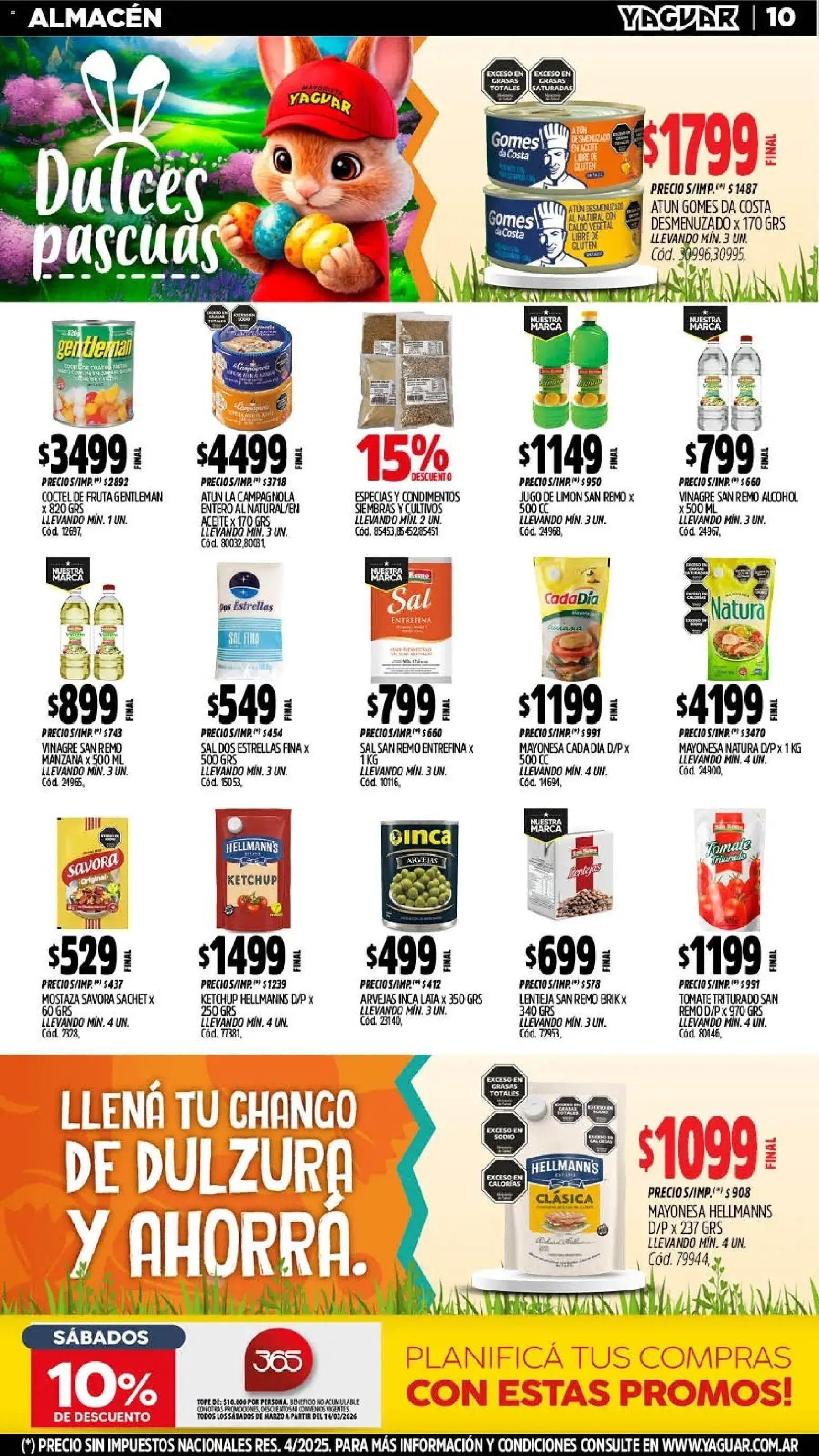 Yaguar - Oferta Semanal Chaco │ válido desde el 23.03.2026 | Página: 10 | Productos: Aceite, Atún, Manzana, Jugo