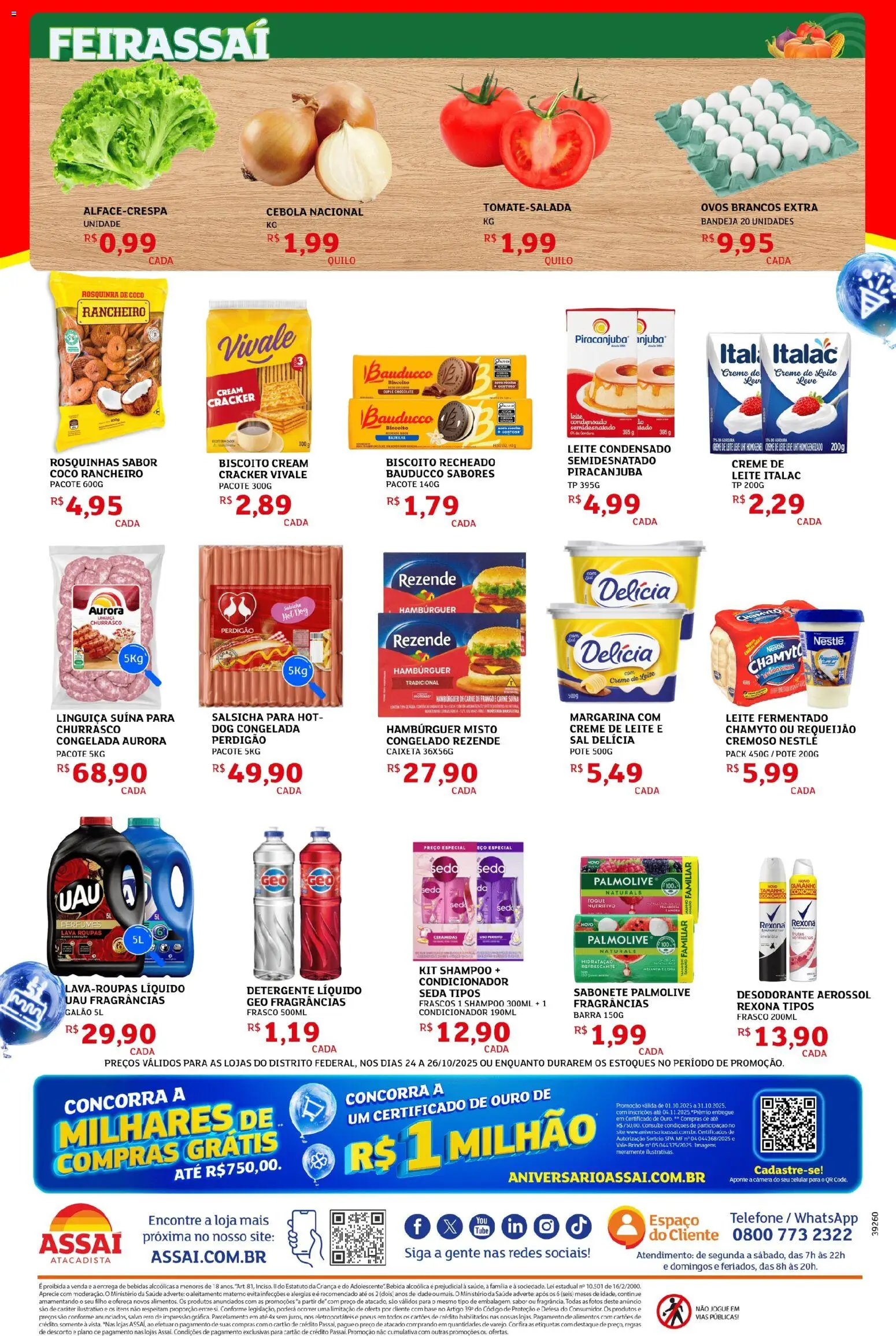 Assaí Atacadista Folheto - válido de 24.10.2025 | Página: 2 | Produtos: Cebola, Sabonete, Bandeja, Rosquinha