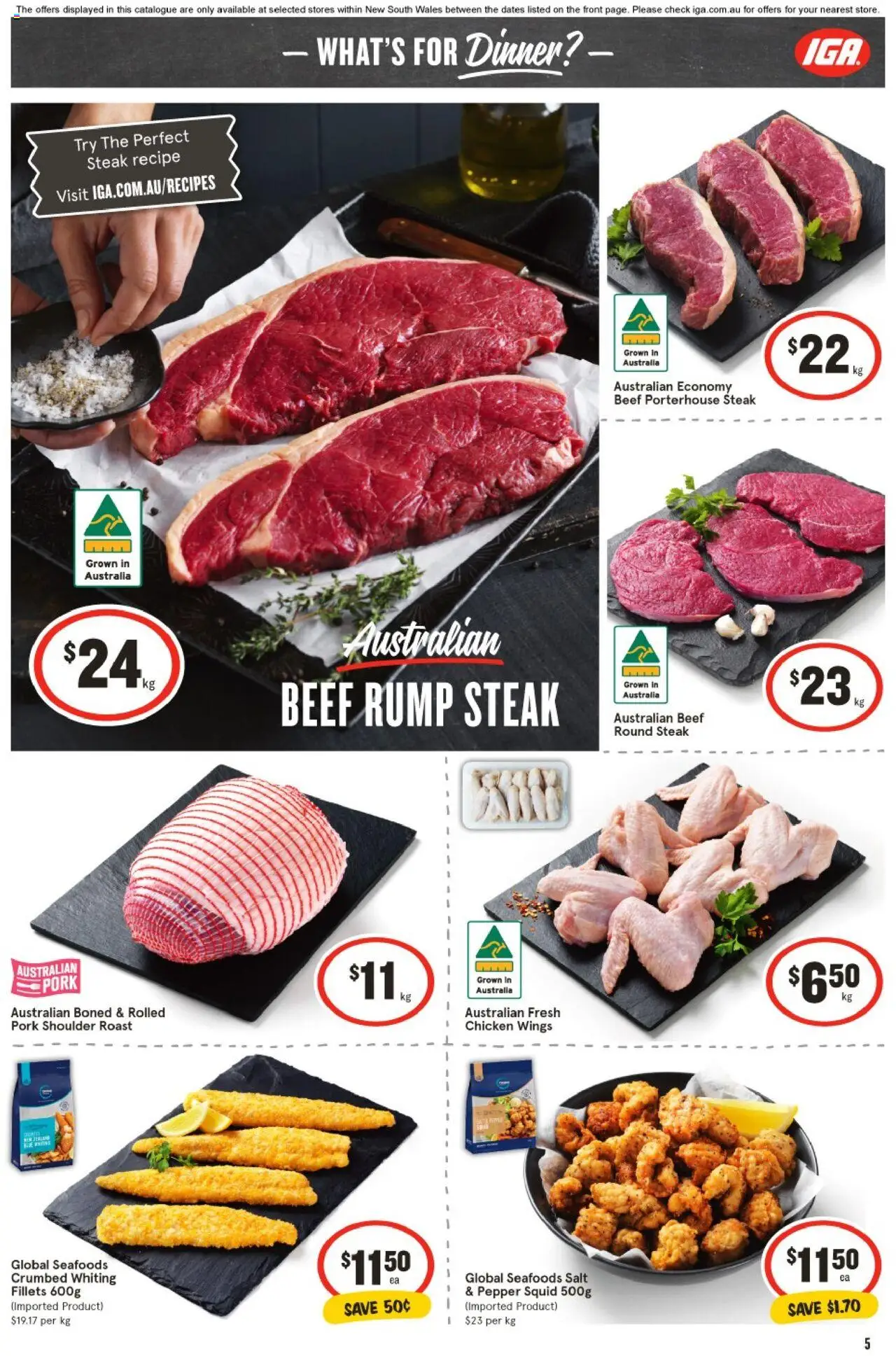 IGA catalogue - valid from 20.08.2025 | Page: 5 | Products: Chicken, Pork, Beef, Pepper