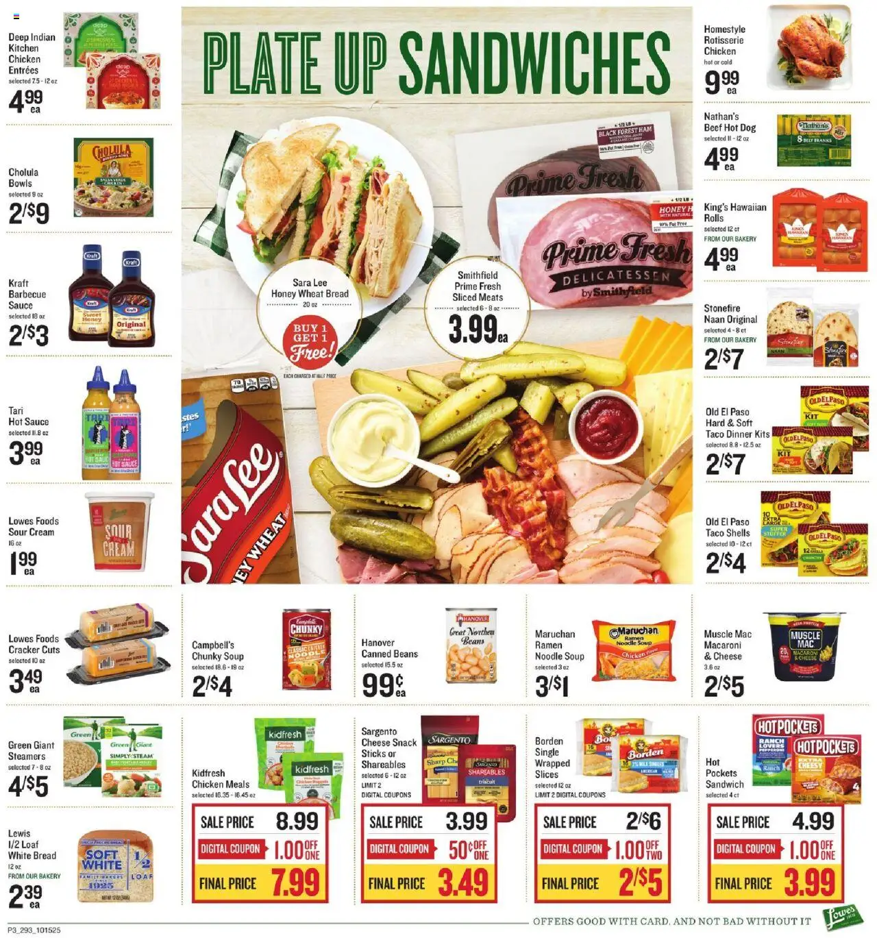 Lowes Foods Weekly Ad - SC - valid from 15.10.2025 | Page: 3 | Products: Milk, Ham, Sour cream, Sauce