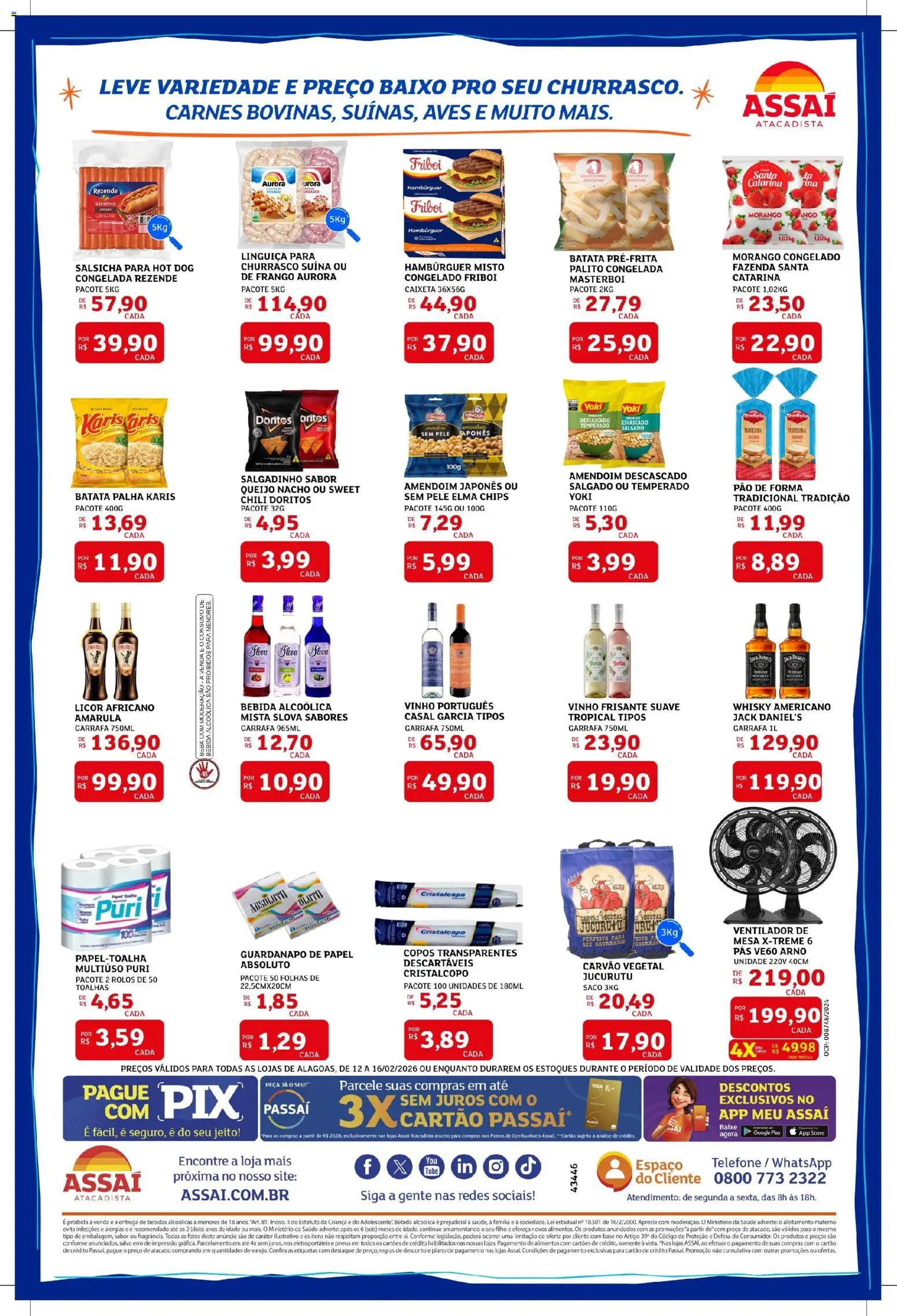 Assaí Atacadista Folheto - válido de 12.02.2026 | Página: 2 | Produtos: Linguiça, Pneus, Batata, Guardanapo