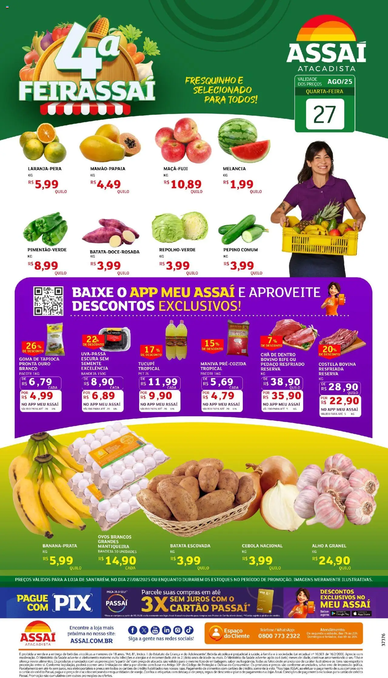 Assaí Atacadista Folheto - válido de 27.08.2025 | Página: 1 | Produtos: Cebola, Ovos, Chá, Bebida