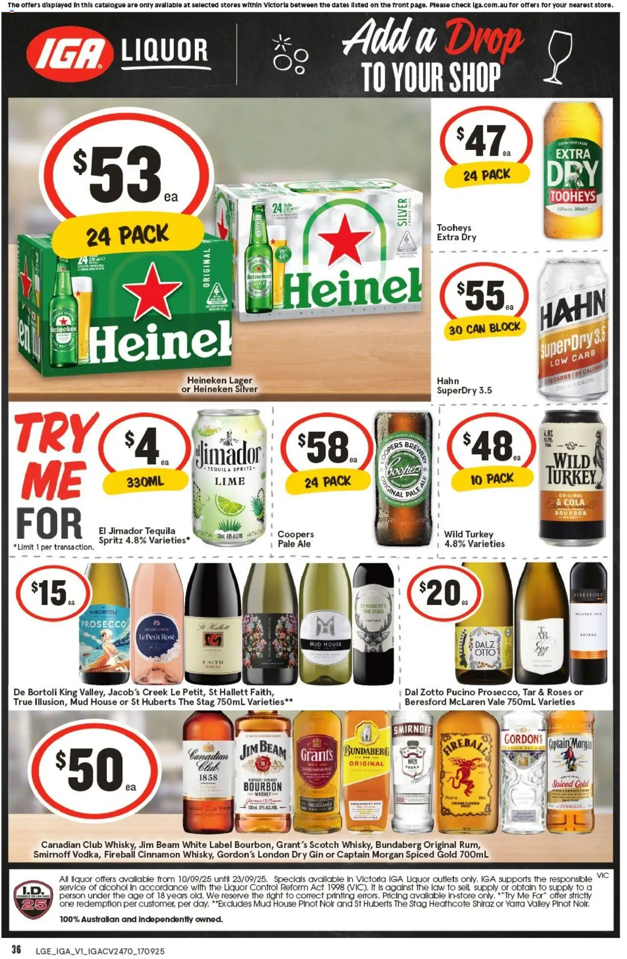 IGA catalogue - valid from 17.09.2025 | Page: 5 | Products: Bourbon, Gin, Scotch, Turkey