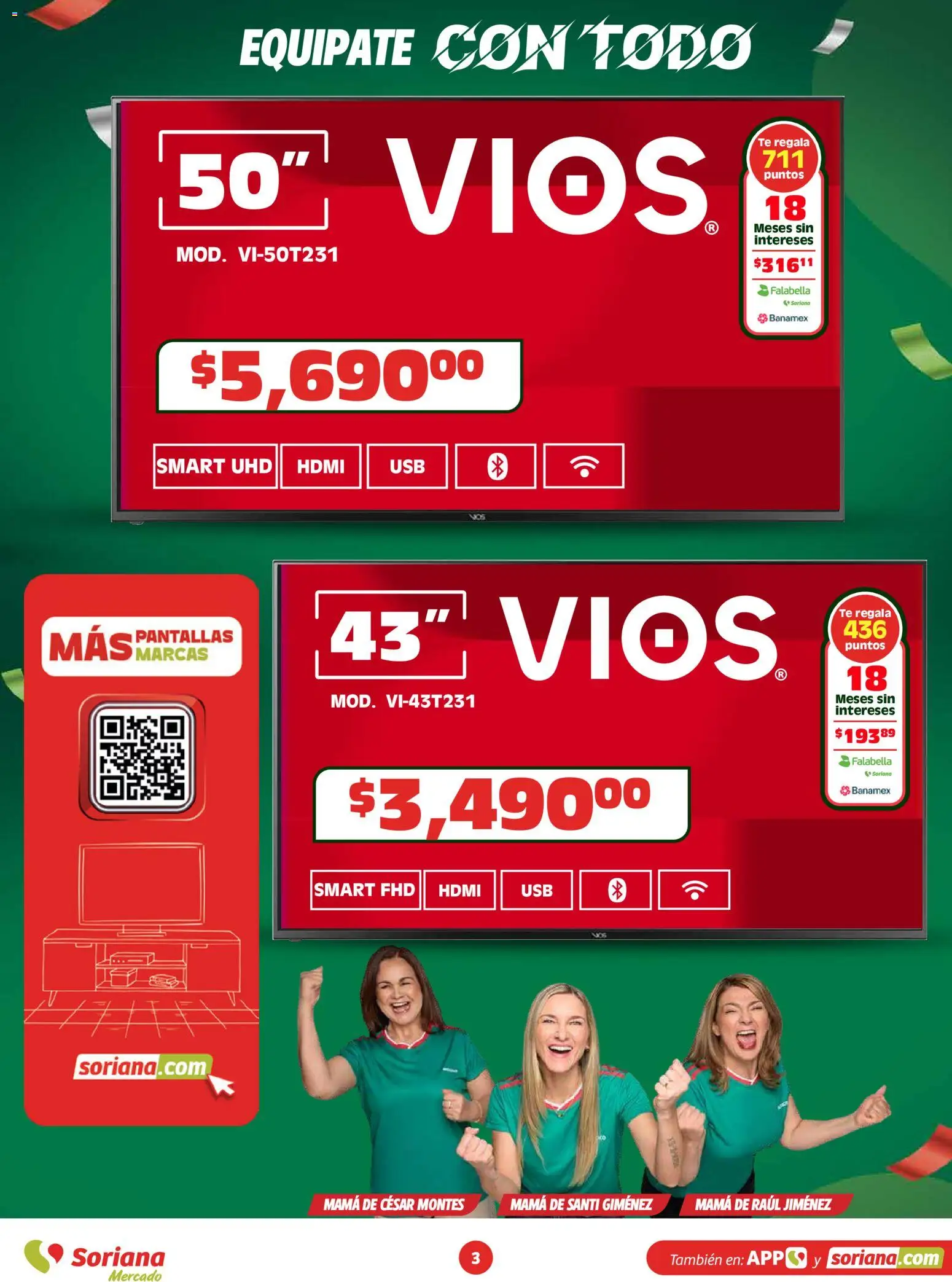 Nuevas ofertas de Soriana válidas en toda la República Mexicana desde el 15.04.2026. ¡Encuentra las mejores ofertas en Soriana En México apoyamos con todo Mercado! | Página: 3 | Productos: Pantallas, Té