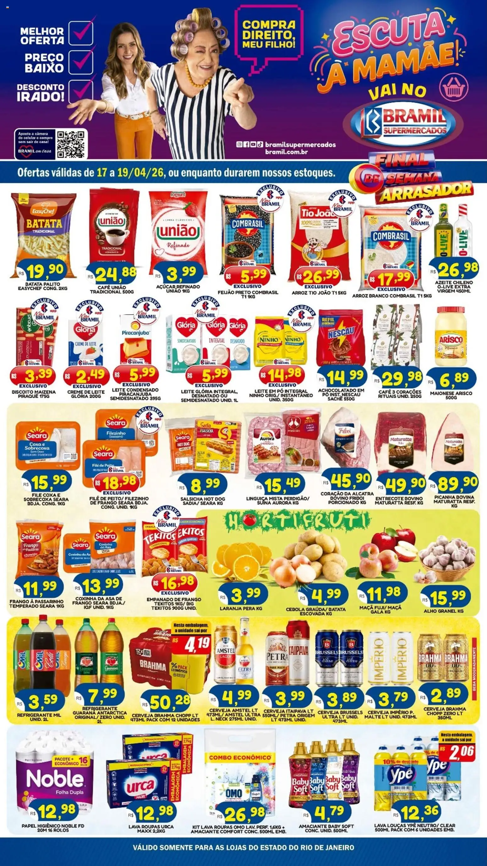 Bramil Supermercados Folheto - válido de 17.04.2026 | Página: 1 | Produtos: Creme, Baixo, Açúcar, Amaciante