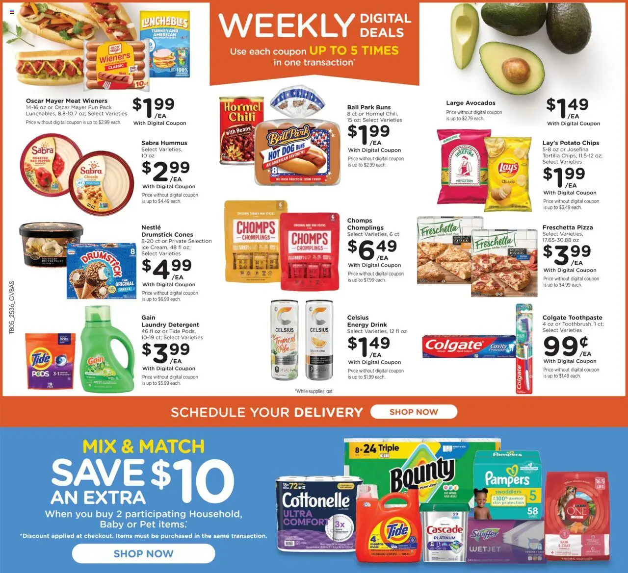 Kroger Ad - valid from 08.10.2025 | Page: 2 | Products: Corn, Pizza, Chips, Coat