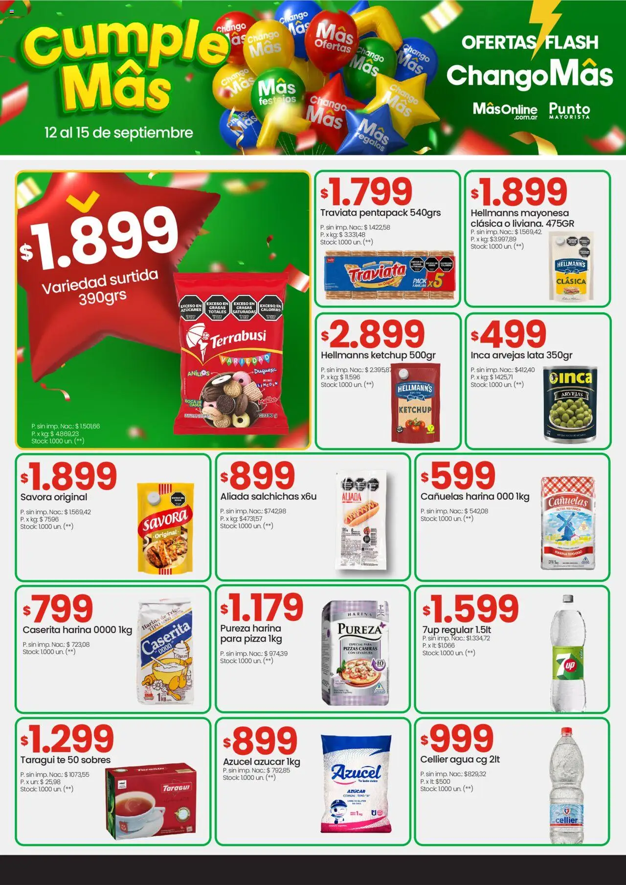 Changomas ofertas flash │ válido desde el 12.09.2025 | Página: 4 | Productos: Harina, Azucar, Arvejas, Pizza