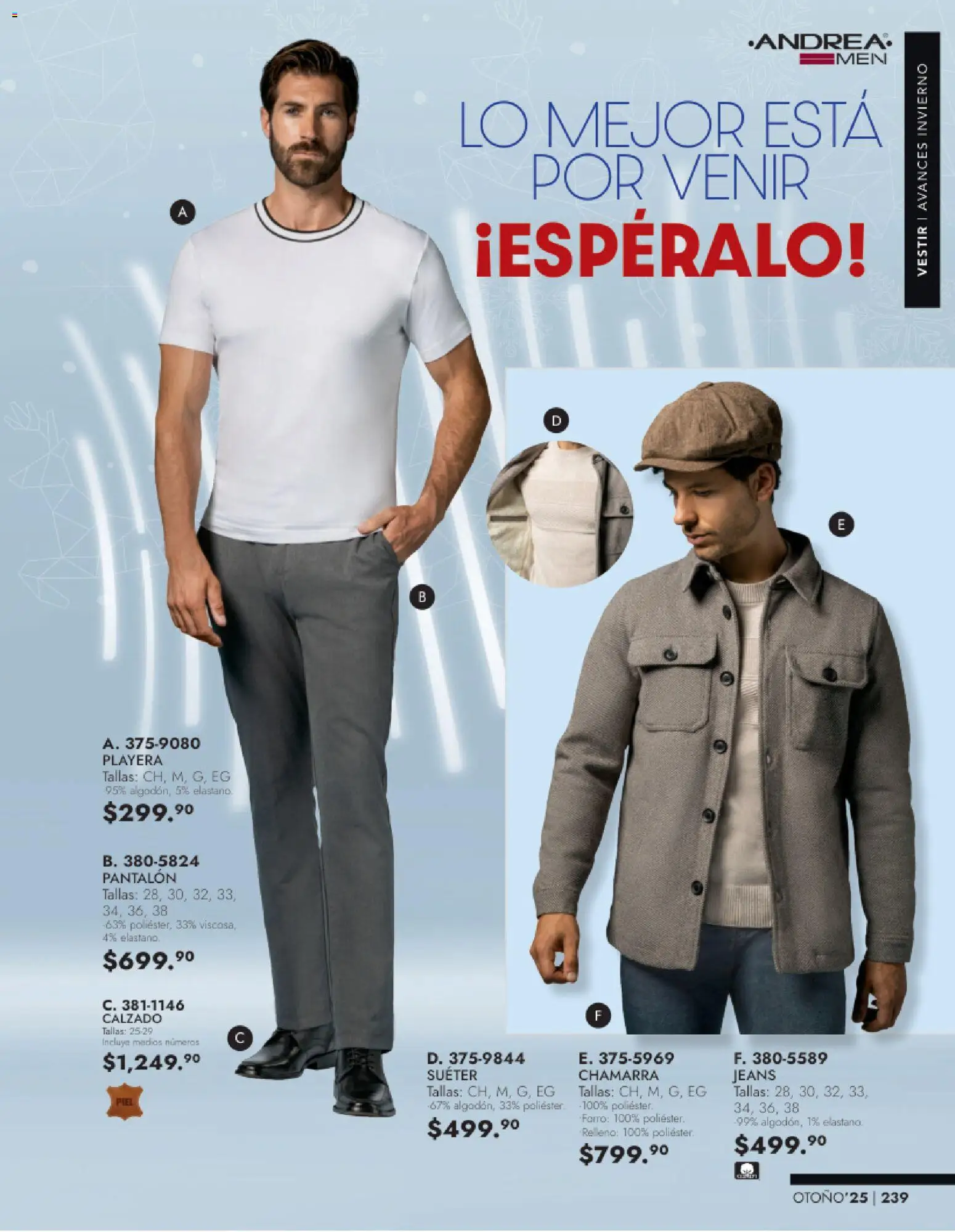 Nuevas ofertas de Andrea válidas en toda la República Mexicana desde el 26.11.2025. ¡Encuentra las mejores ofertas en Andrea catálogo Vestir Caballero otoño! | Página: 77 | Productos: Suéter, Chamarra, Playera