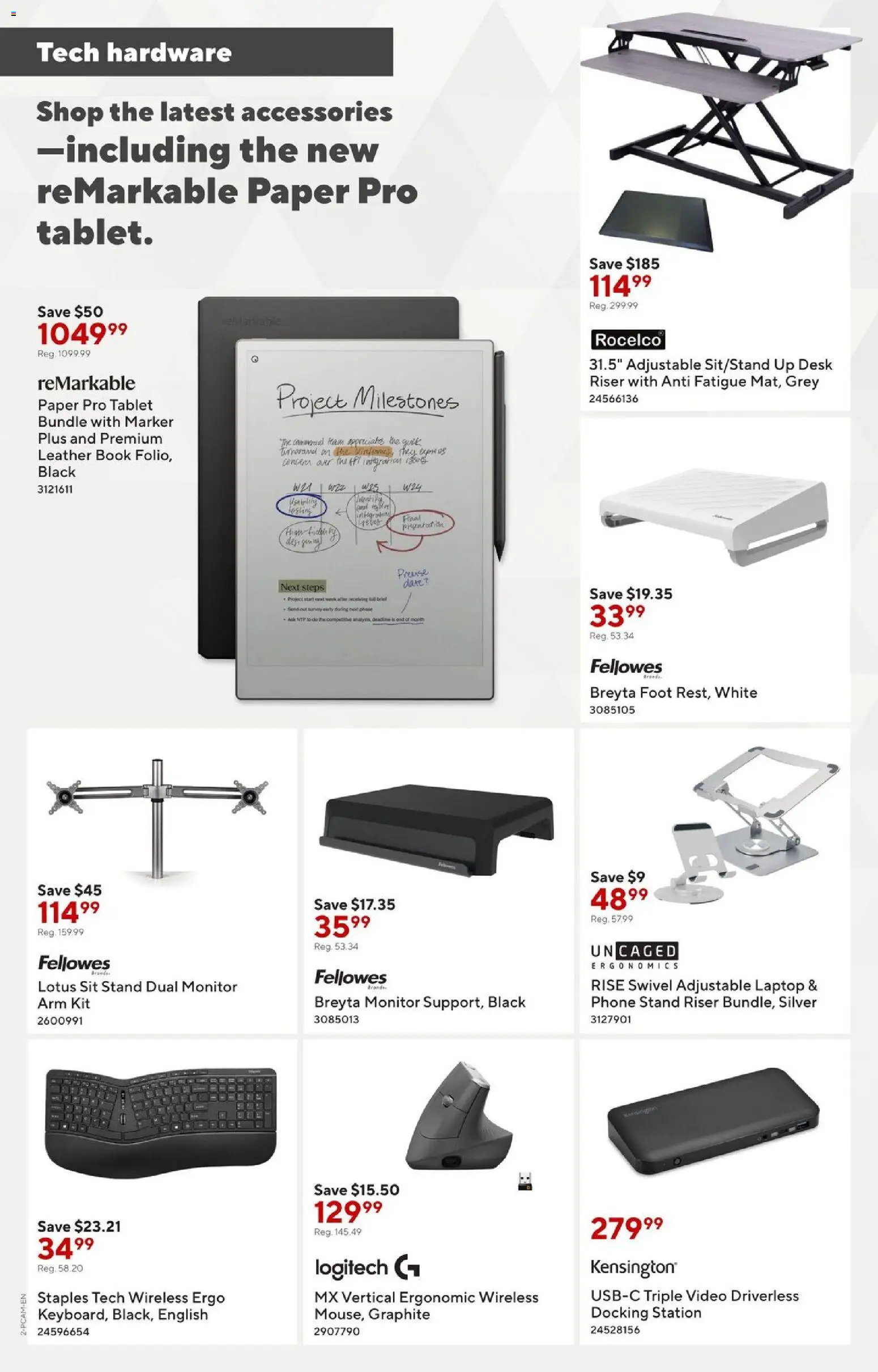 Staples flyer valid from 03.04.2026 | Page: 2 | Products: Phone, Tablet, Monitor, Video