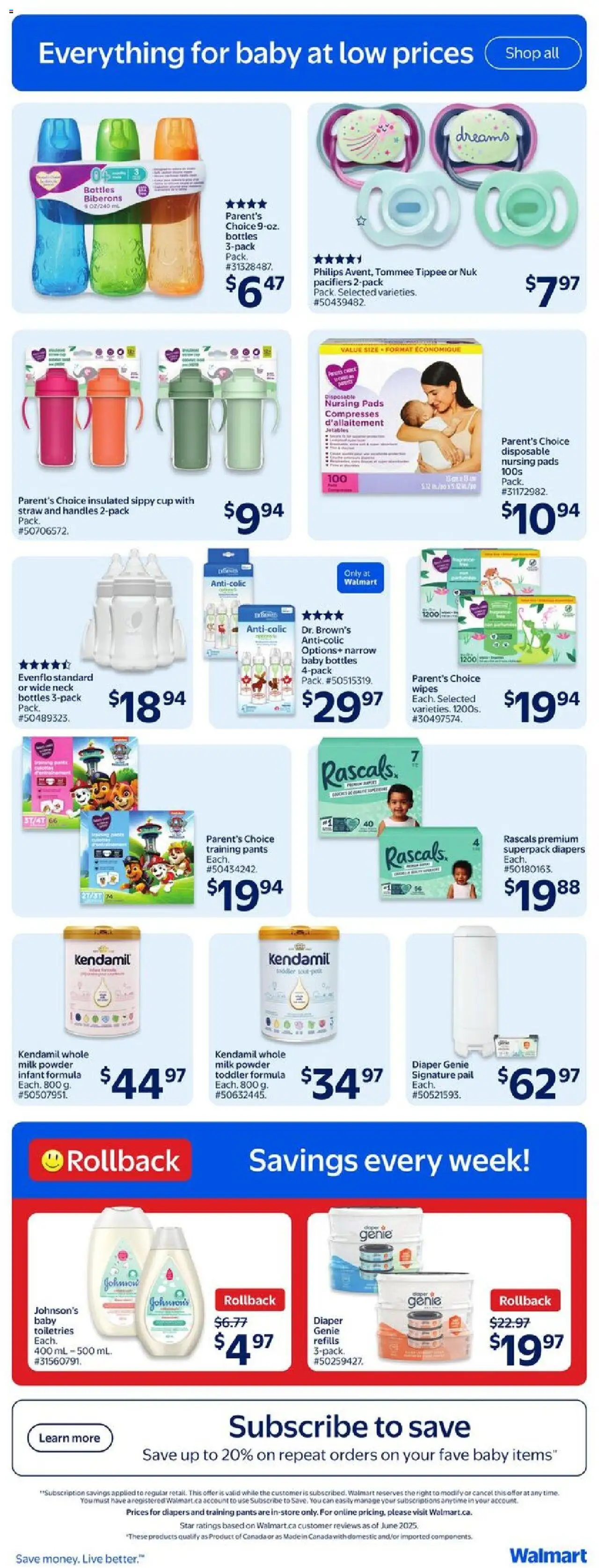Walmart flyer valid from 18.09.2025 | Page: 15 | Products: Powder, Milk, Pants