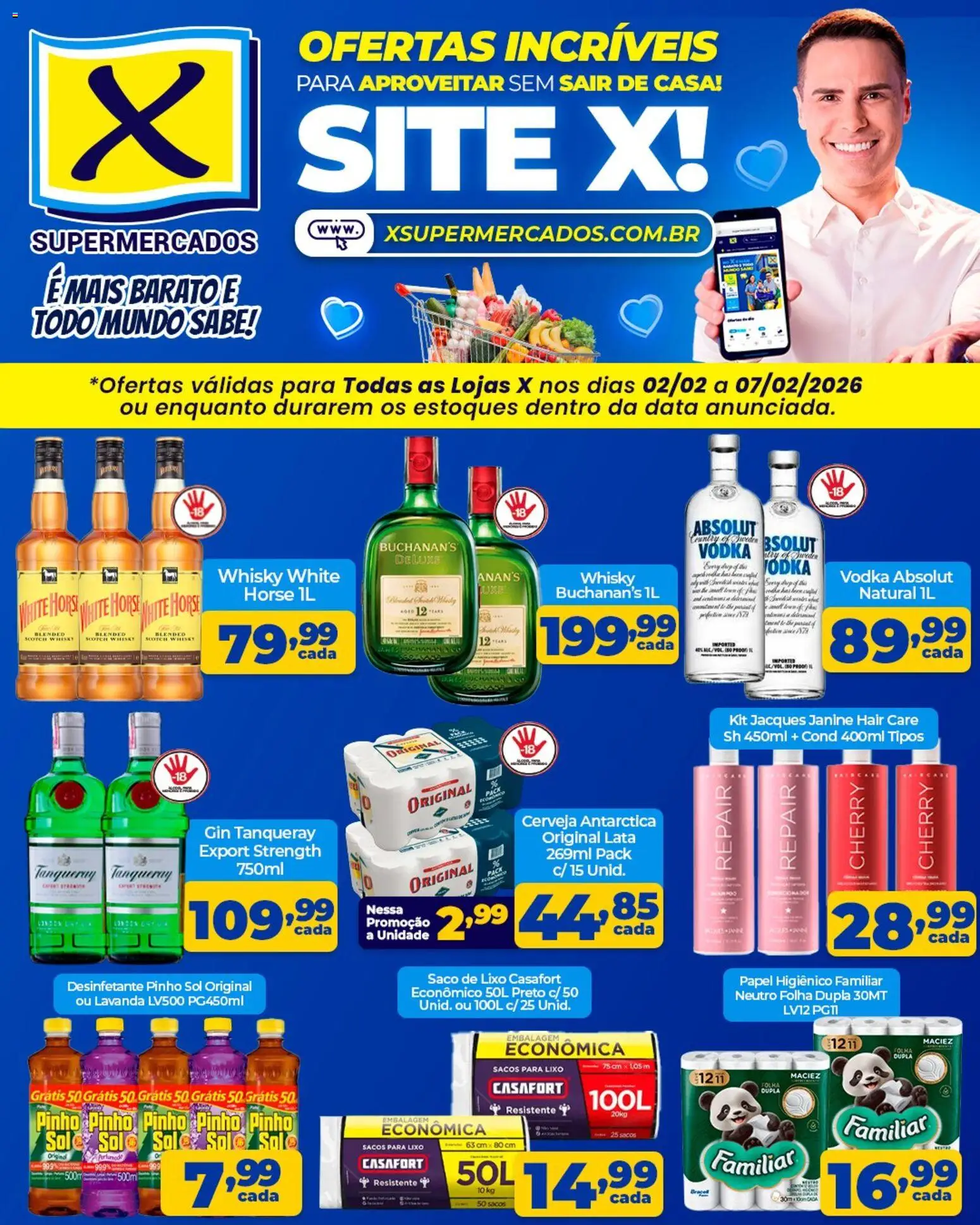 X Supermercados Folheto - válido de 02.02.2026 | Página: 2 | Produtos: Whisky, Cerveja, Vodka, Papel higiênico