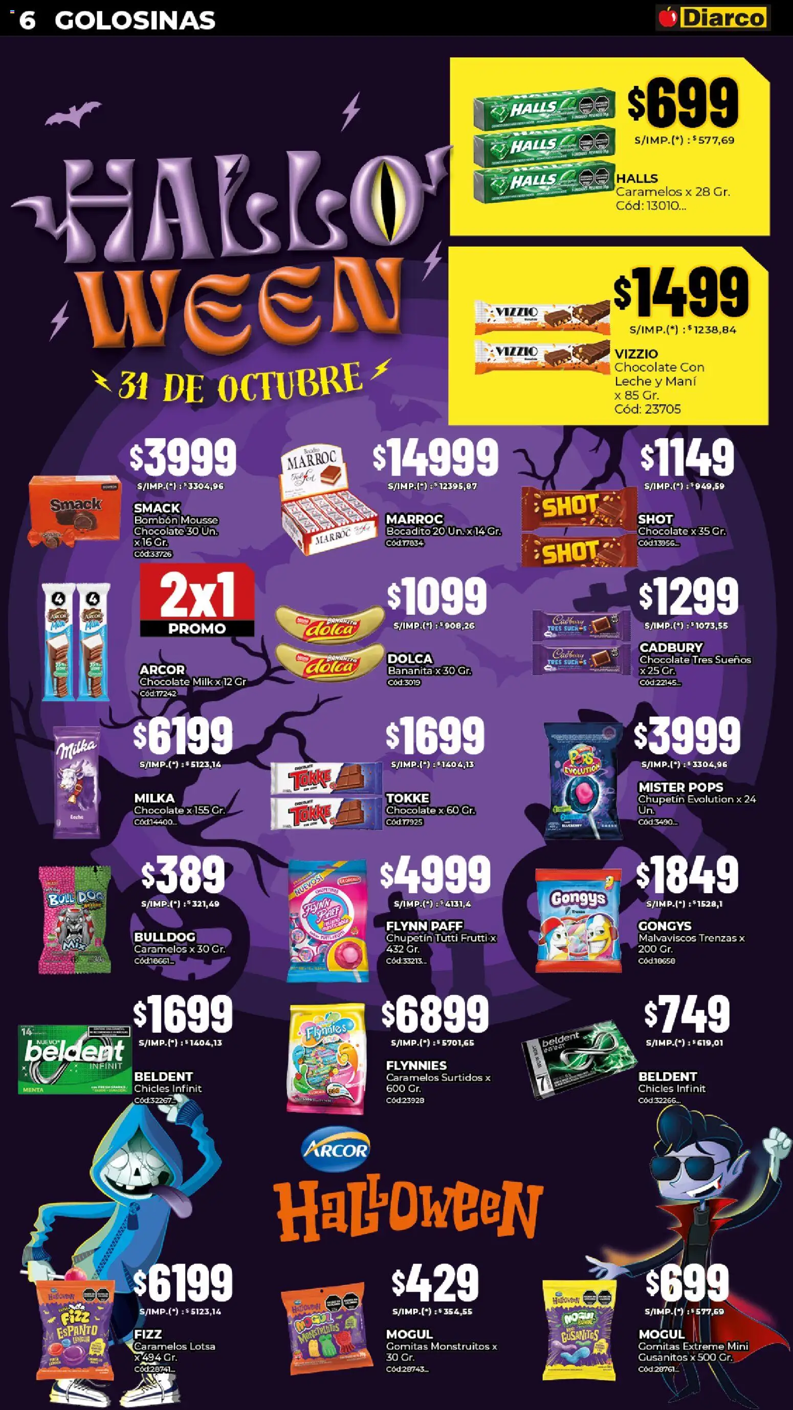 Diarco - Ofertas Interior │ válido desde el 27.10.2025 | Página: 6 | Productos: Gomitas, Chicles, Mousse, Leche