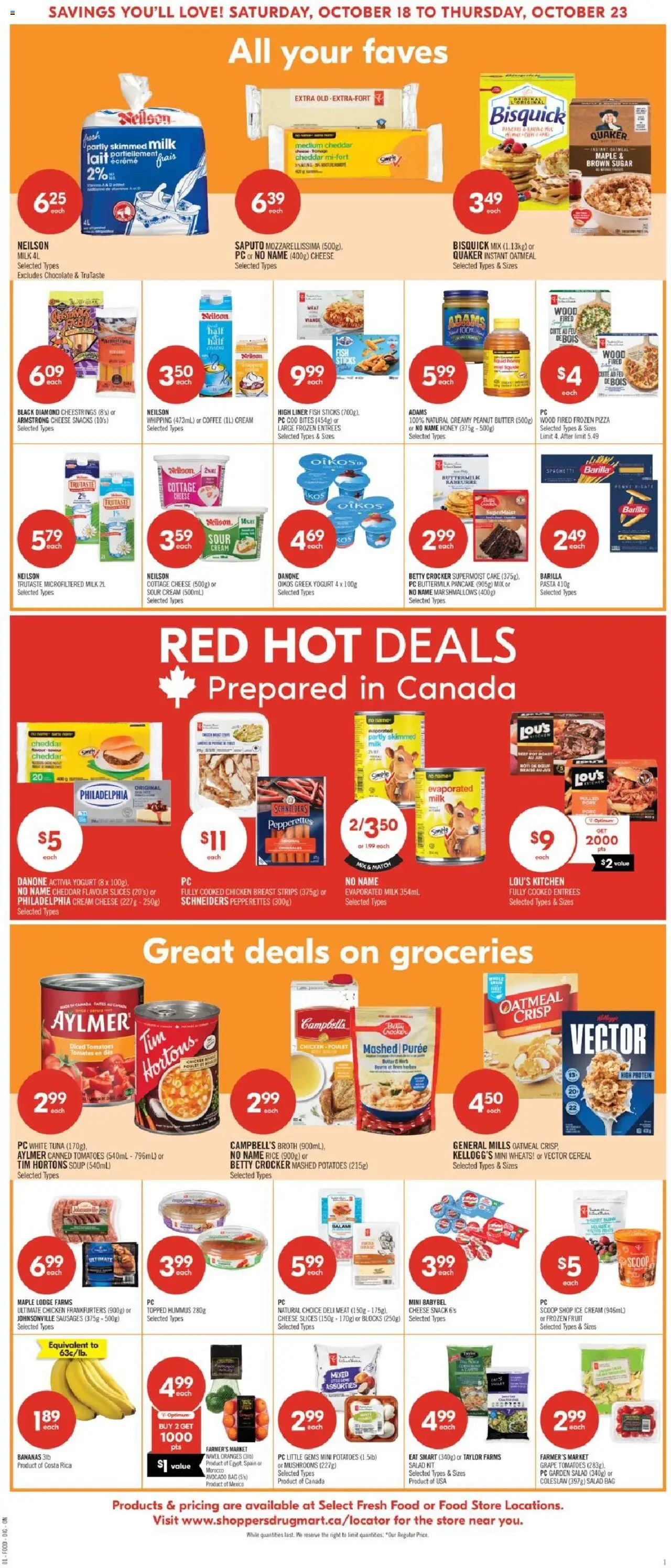Shoppers flyer valid from 18.10.2025 | Page: 5 | Products: Cottage cheese, Ice cream, Coffee, Chicken