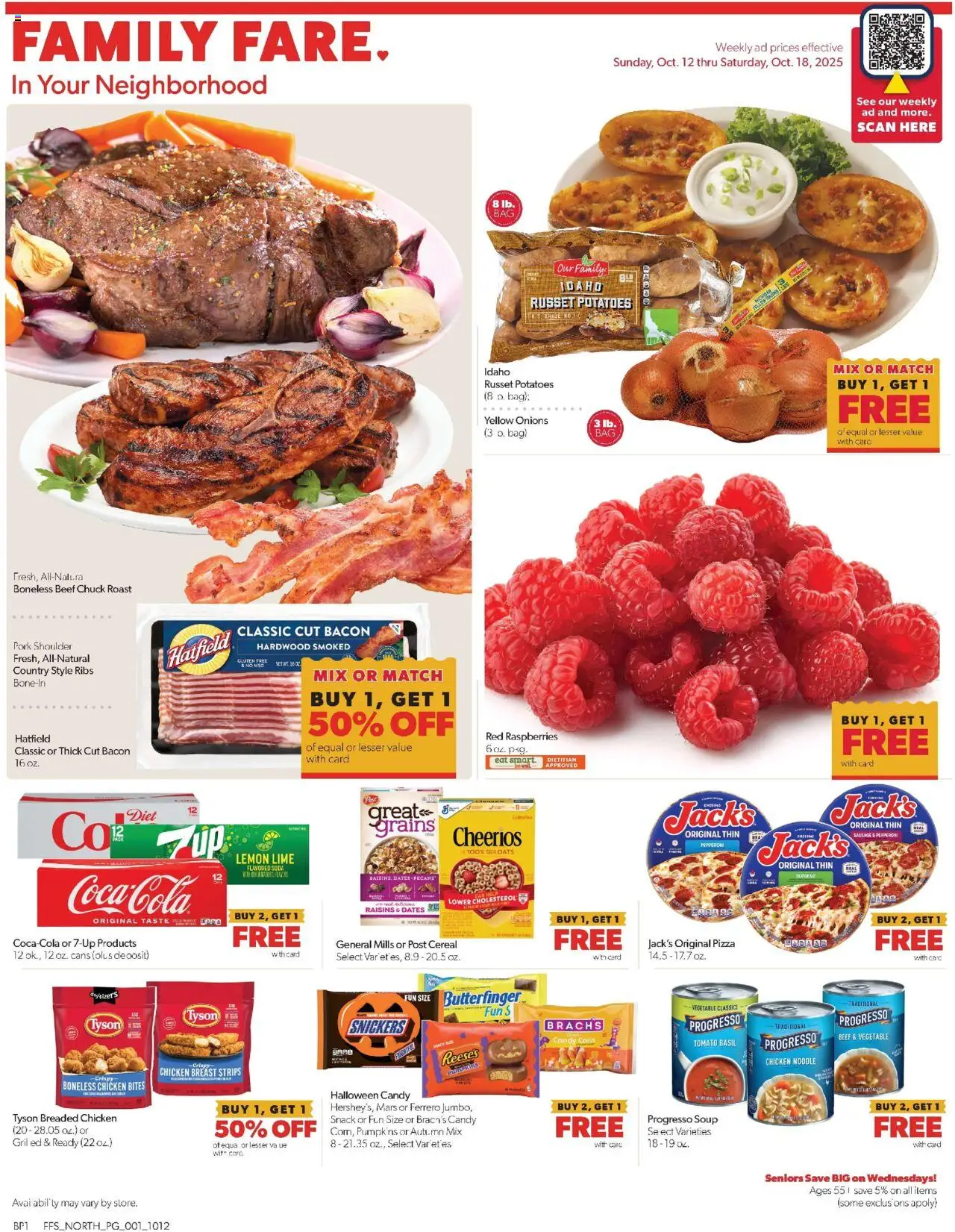 Family Fare Weekly Ad - MI - valid from 12.10.2025 | Page: 1 | Products: Pork, Beef, Potatoes, Bag