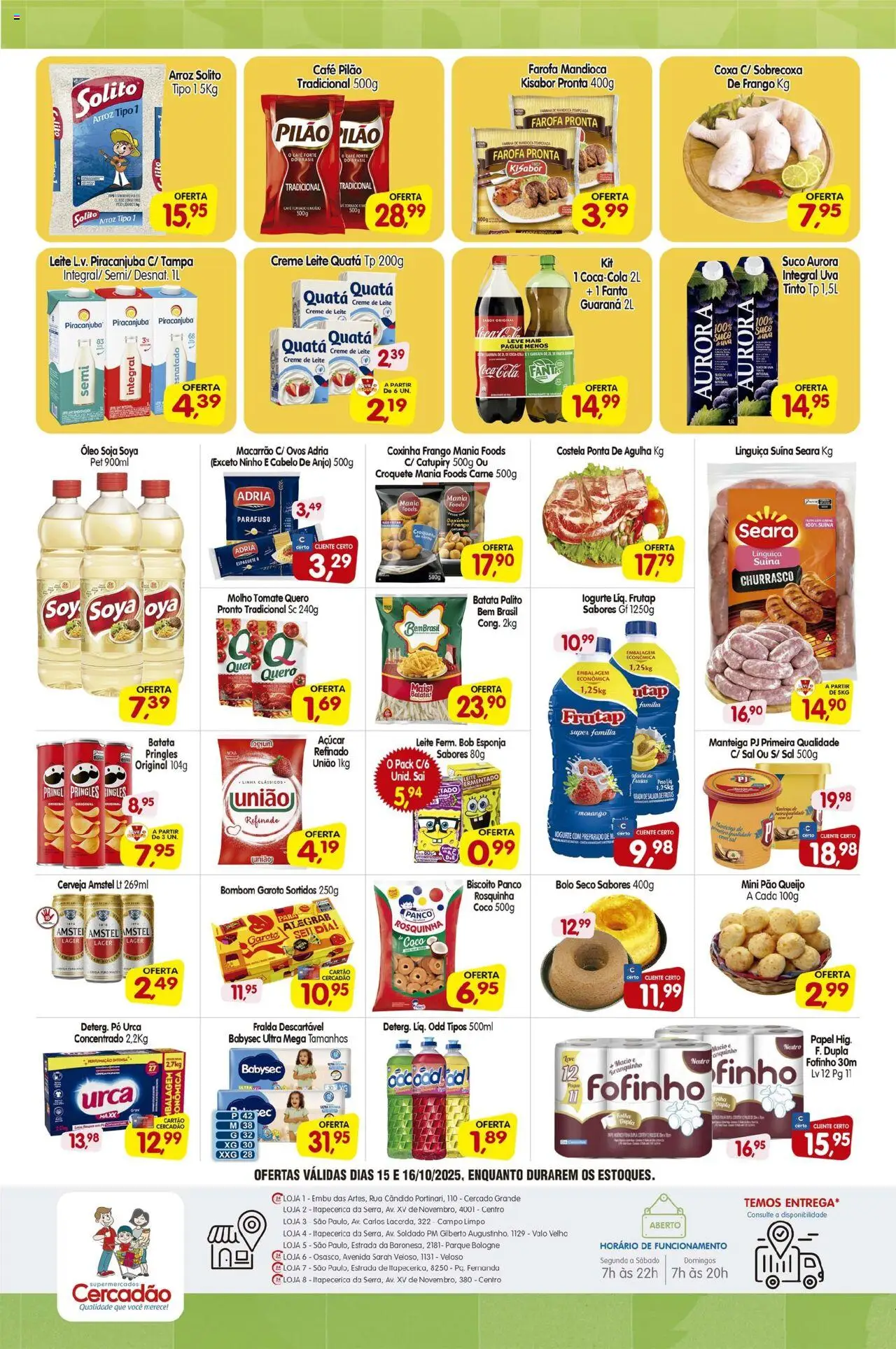 Cercadão Folheto - válido de 15.10.2025 | Página: 2 | Produtos: Mandioca, Fanta, Leite, Arroz