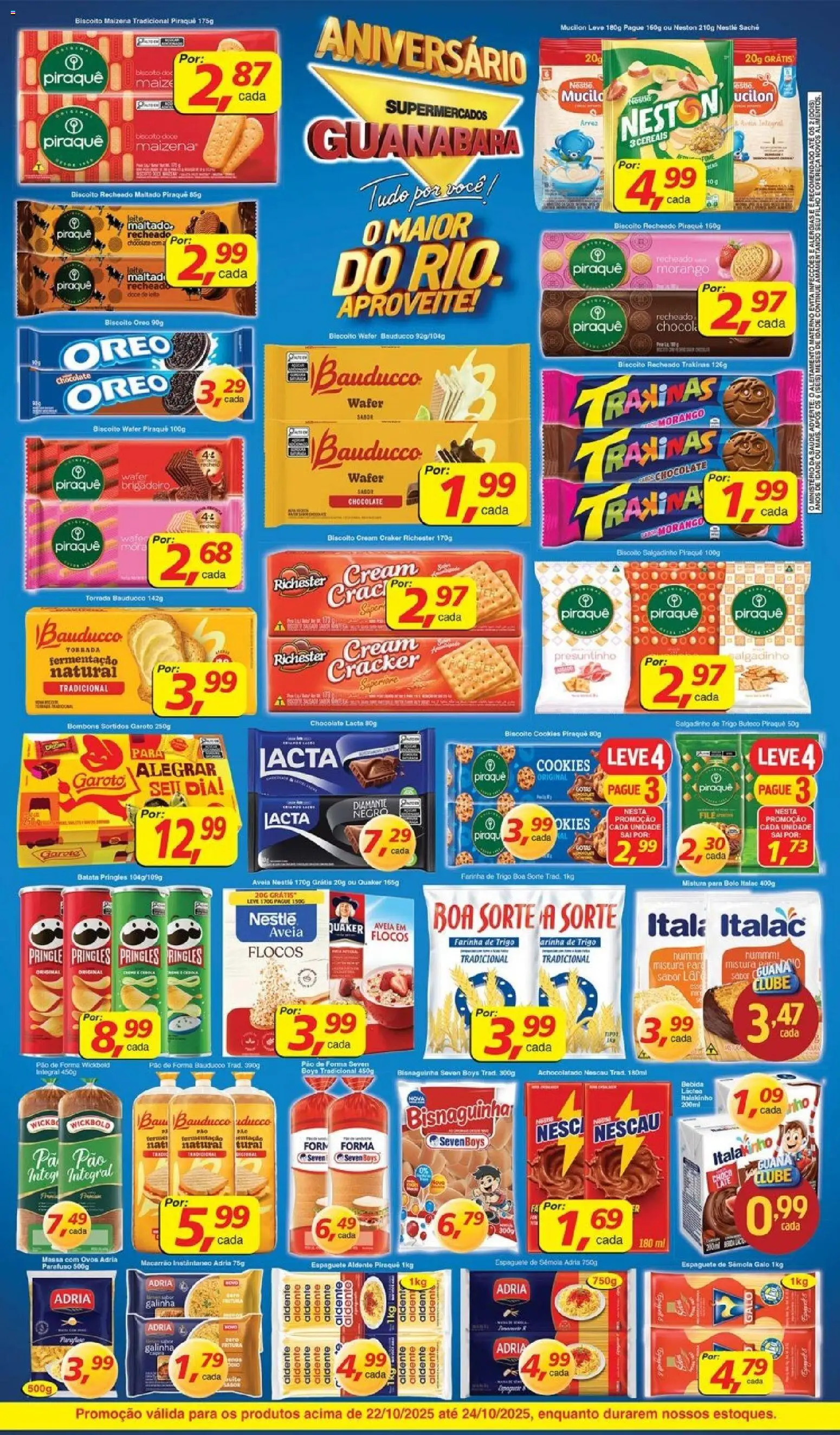 Supermercados Guanabara Folheto - válido de 22.10.2025 | Página: 7 | Produtos: Farinha de trigo, Pão, Arroz, Cookies