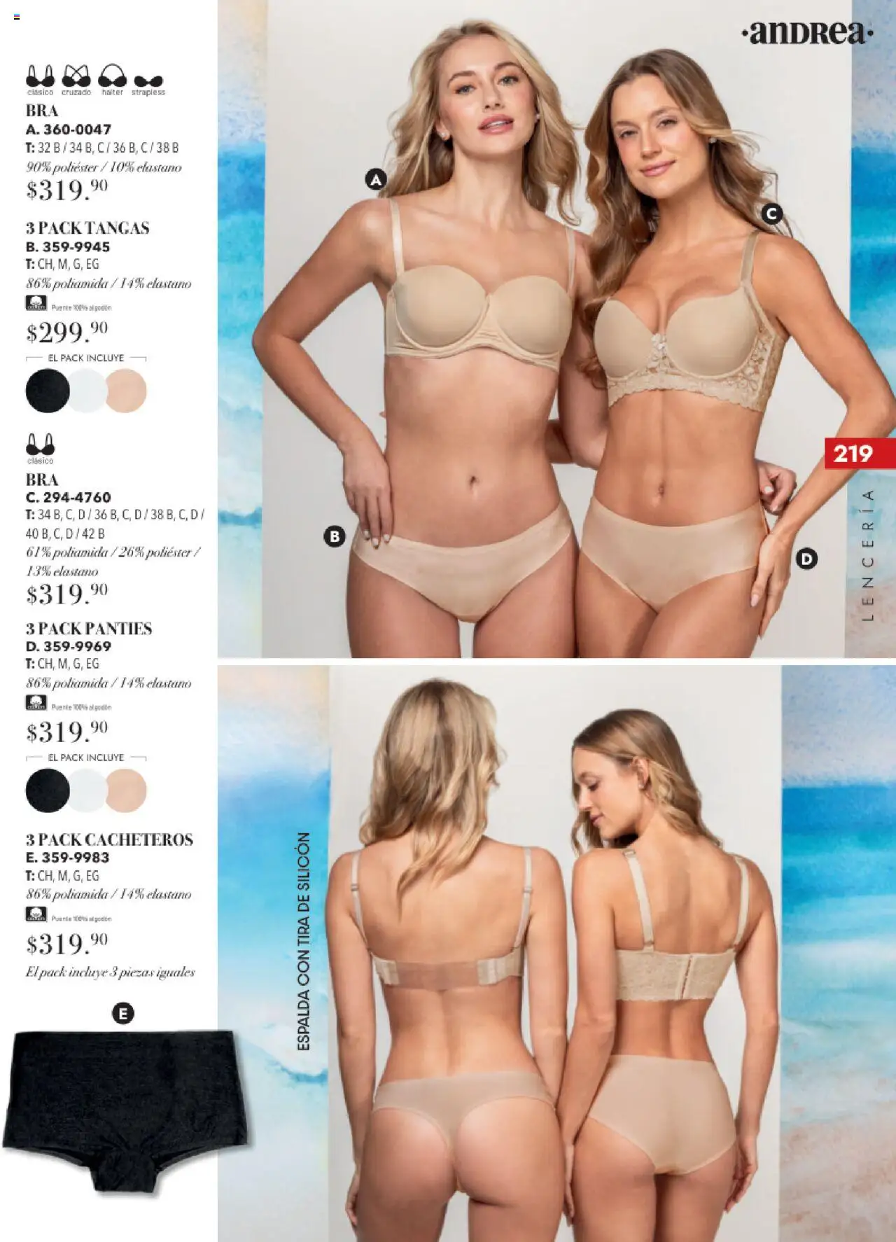 Nuevas ofertas de Andrea válidas en toda la República Mexicana desde el 17.08.2025. ¡Encuentra las mejores ofertas en Andrea - Catálogo Tropical Otoño / Invierno! | Página: 219 | Productos: Algodón, Lenceria