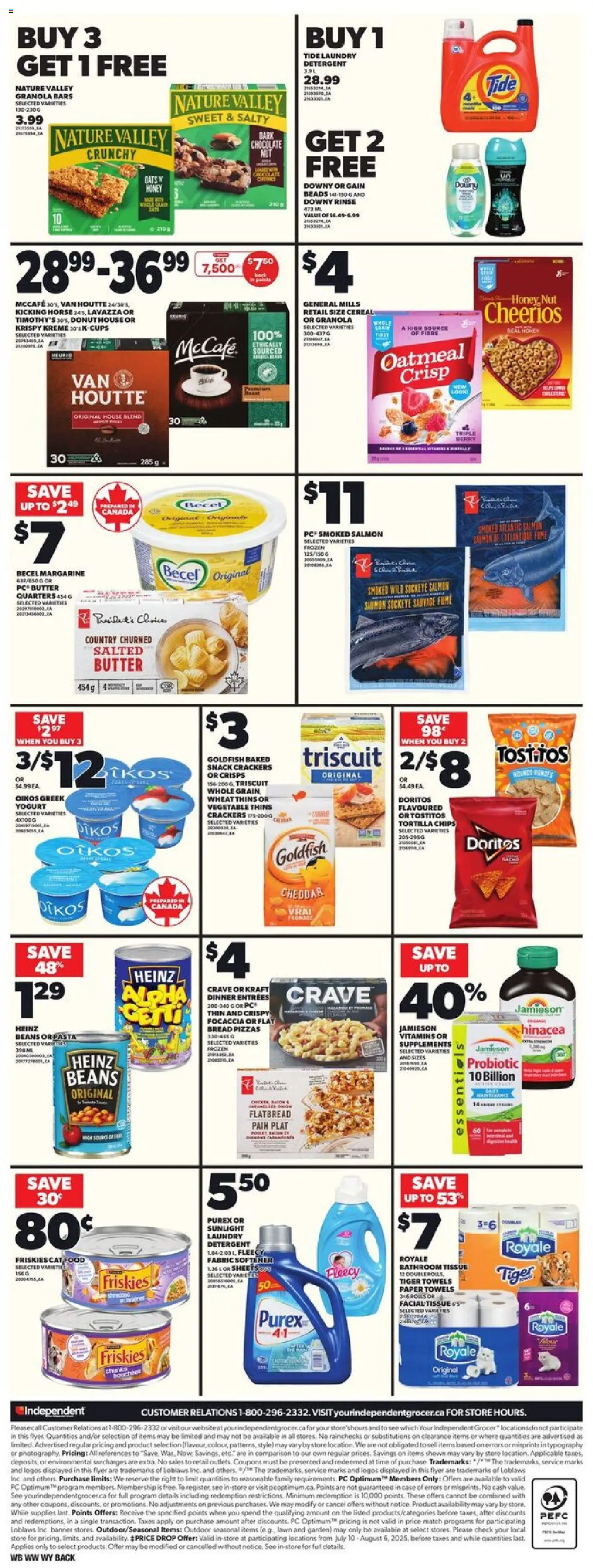 Independent Grocer flyer valid from 24.07.2025 | Page: 4 | Products: Pasta, Chips, Case, Detergent