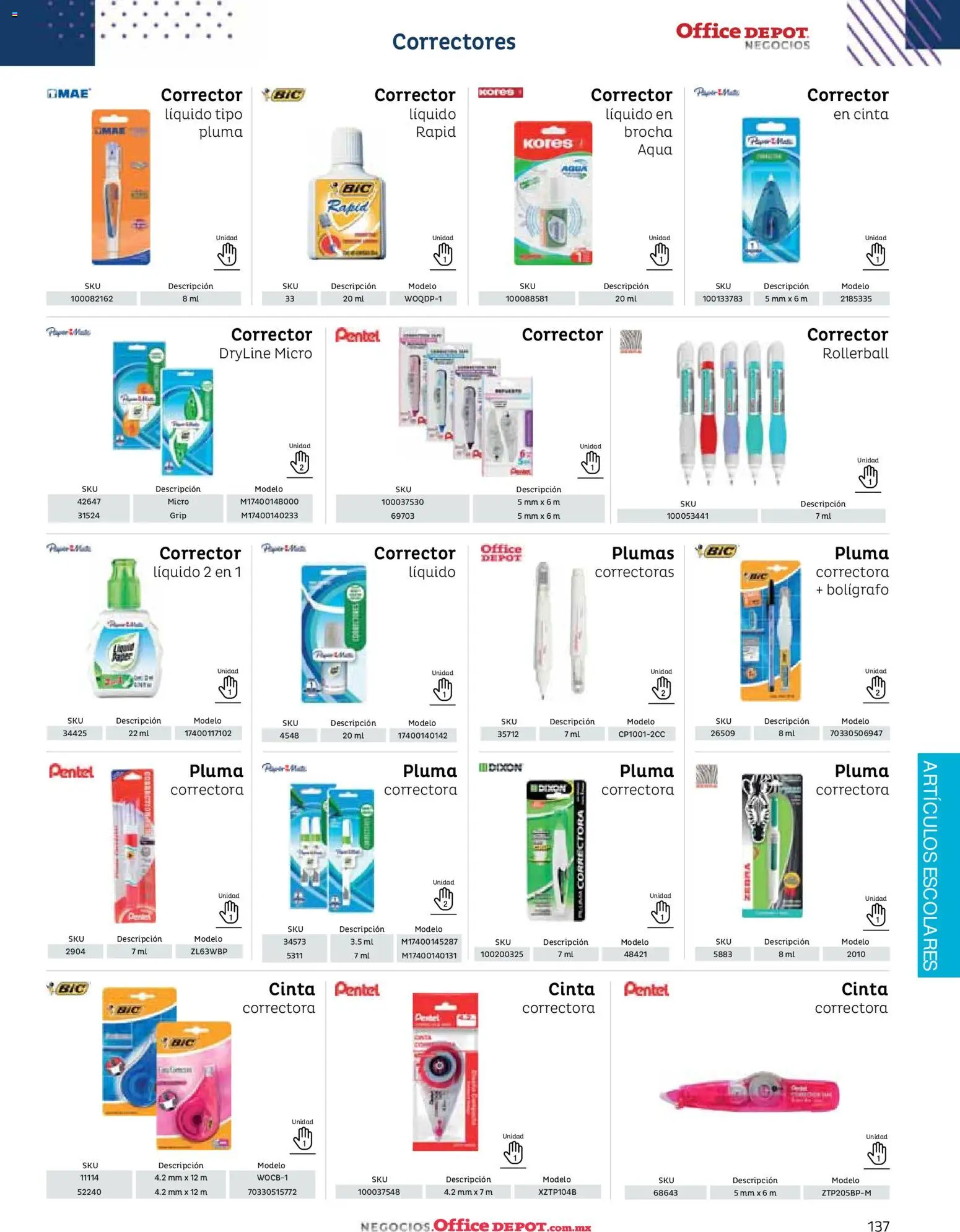 Nuevas ofertas de Office Depot válidas en toda la República Mexicana desde el 12.01.2026. ¡Encuentra las mejores ofertas en Office Depot catálogo 2026! | Página: 139 | Productos: Cinta, Corrector