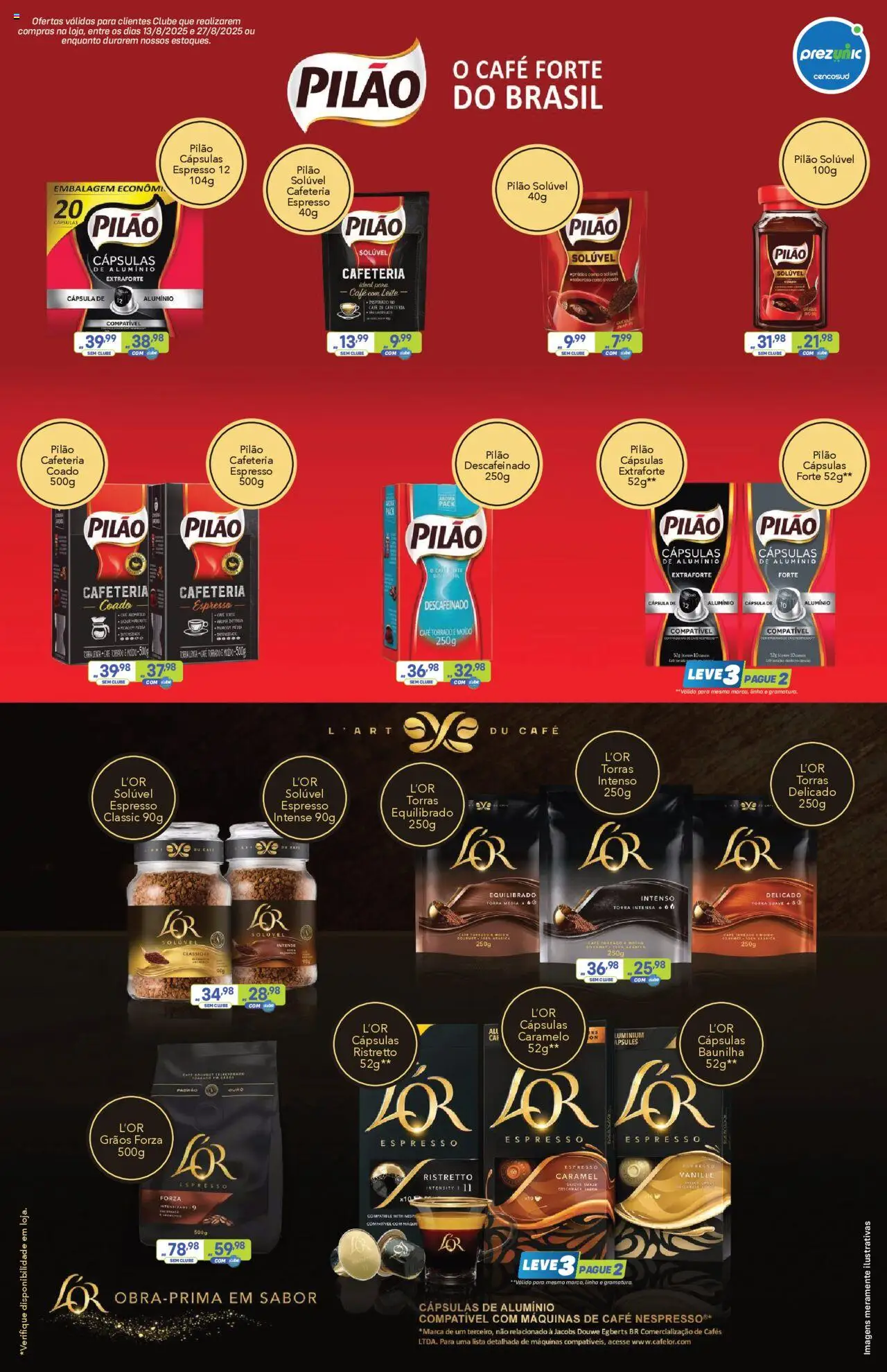 Prezunic Folheto - válido de 13.08.2025 | Página: 1 | Produtos: Leite, Café