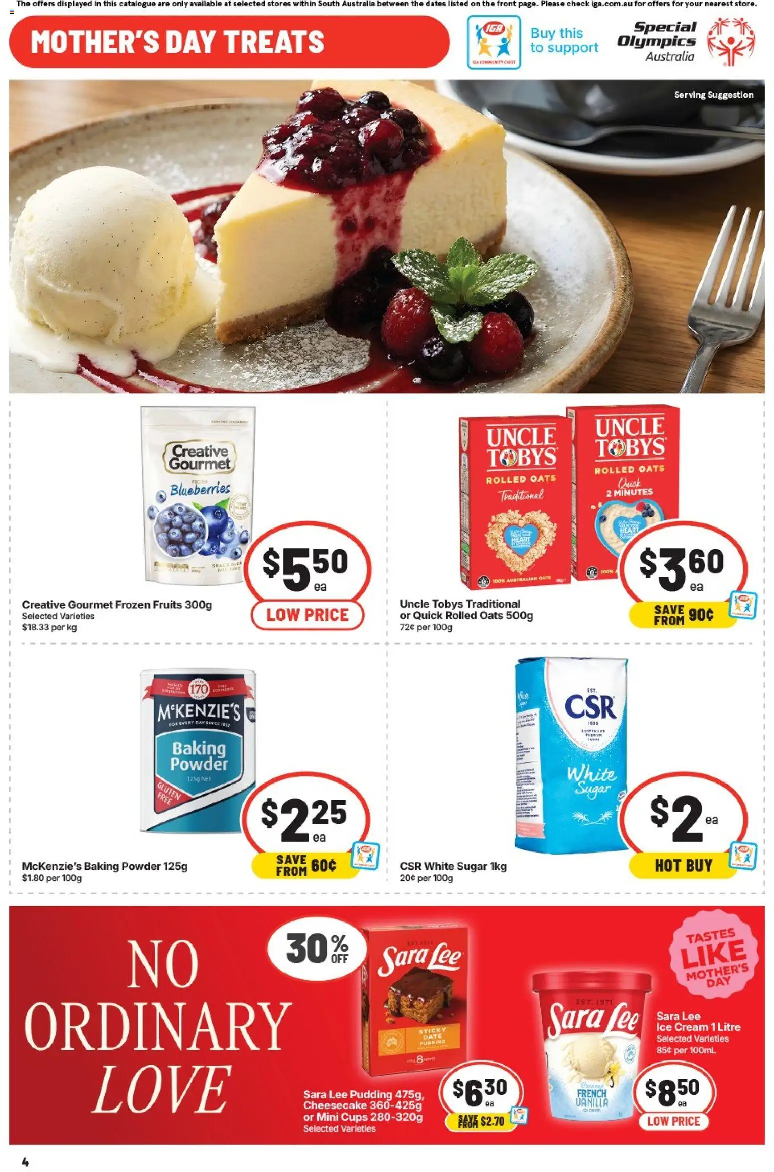 IGA catalogue - valid from 29.04.2026 | Page: 4 | Products: Oats, Pudding, Ice cream, Fruits