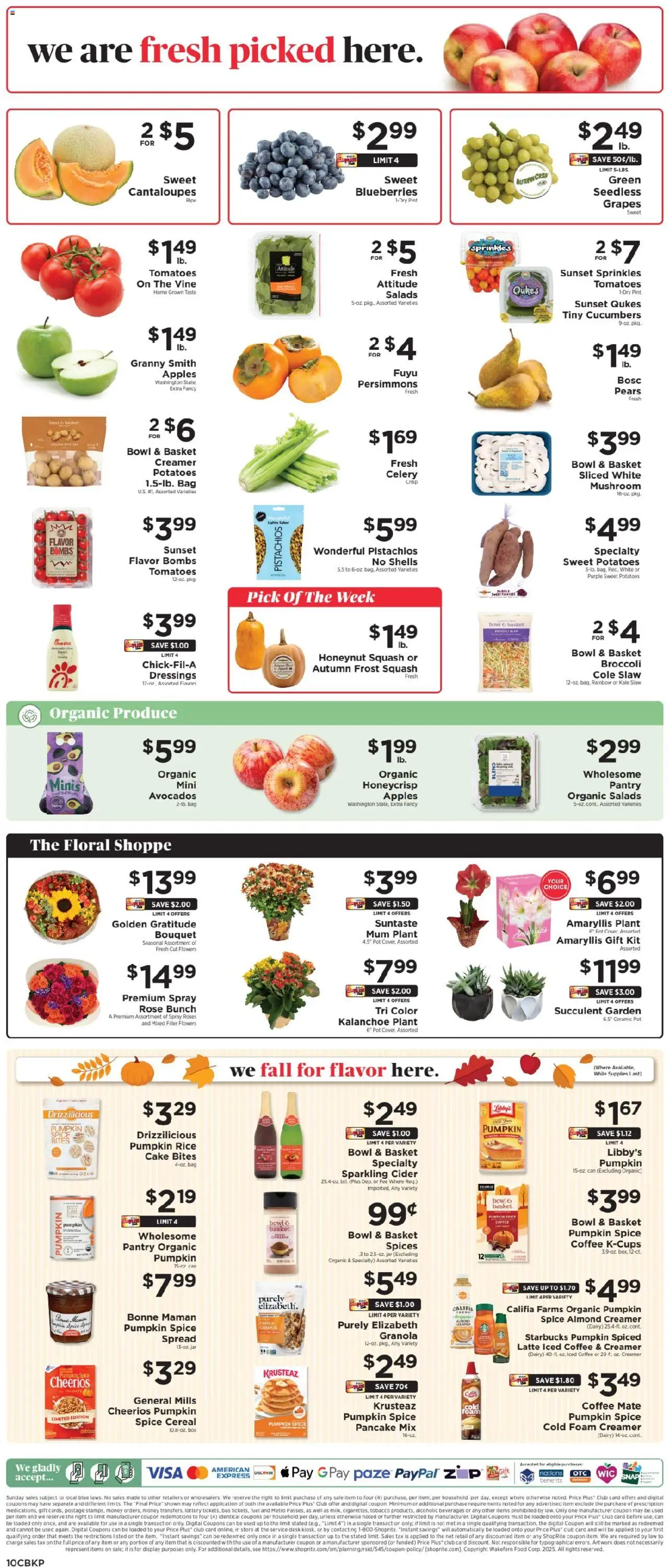 ShopRite Weekly Ad - valid from 17.10.2025 | Page: 10 | Products: Cantaloupes, Cucumbers, Potatoes, Bag