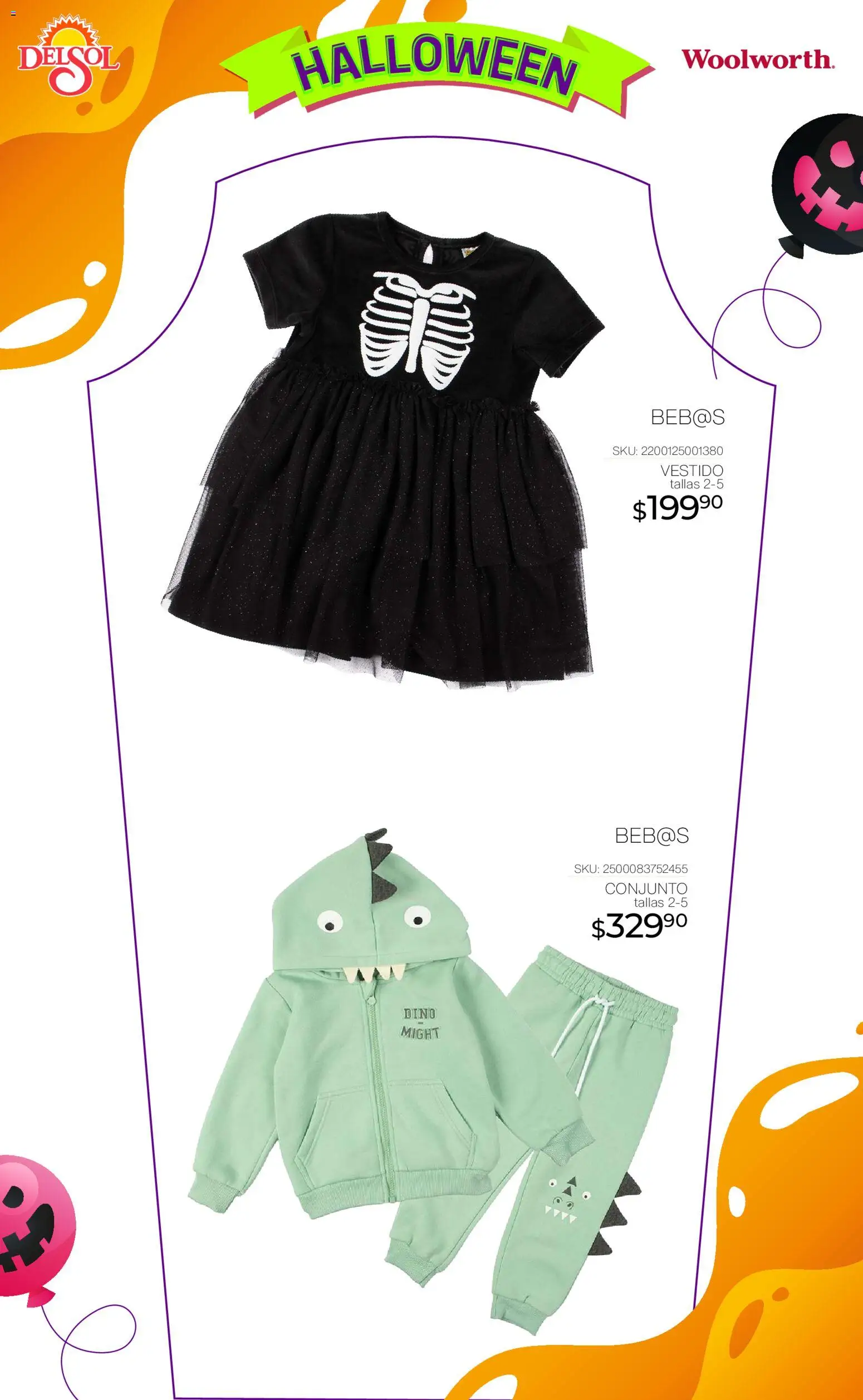 Nuevas ofertas de Del Sol y Woolworth válidas en toda la República Mexicana desde el 23.10.2025. ¡Encuentra las mejores ofertas en Del Sol y Woolworth - Catálogo Halloween! | Página: 21 | Productos: Vestido, Conjunto