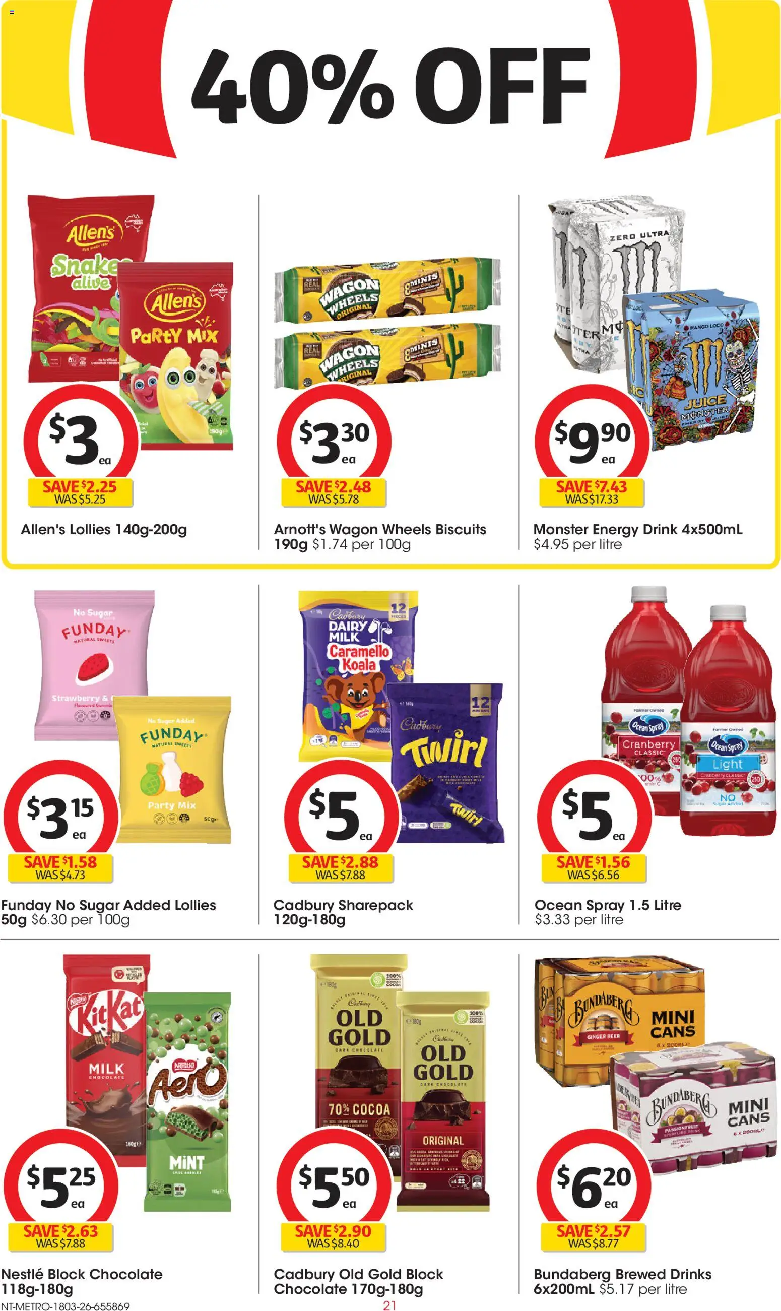 Coles catalogue - valid from 18.03.2026 | Page: 21 | Products: Light, Juice, Beer, Lollies