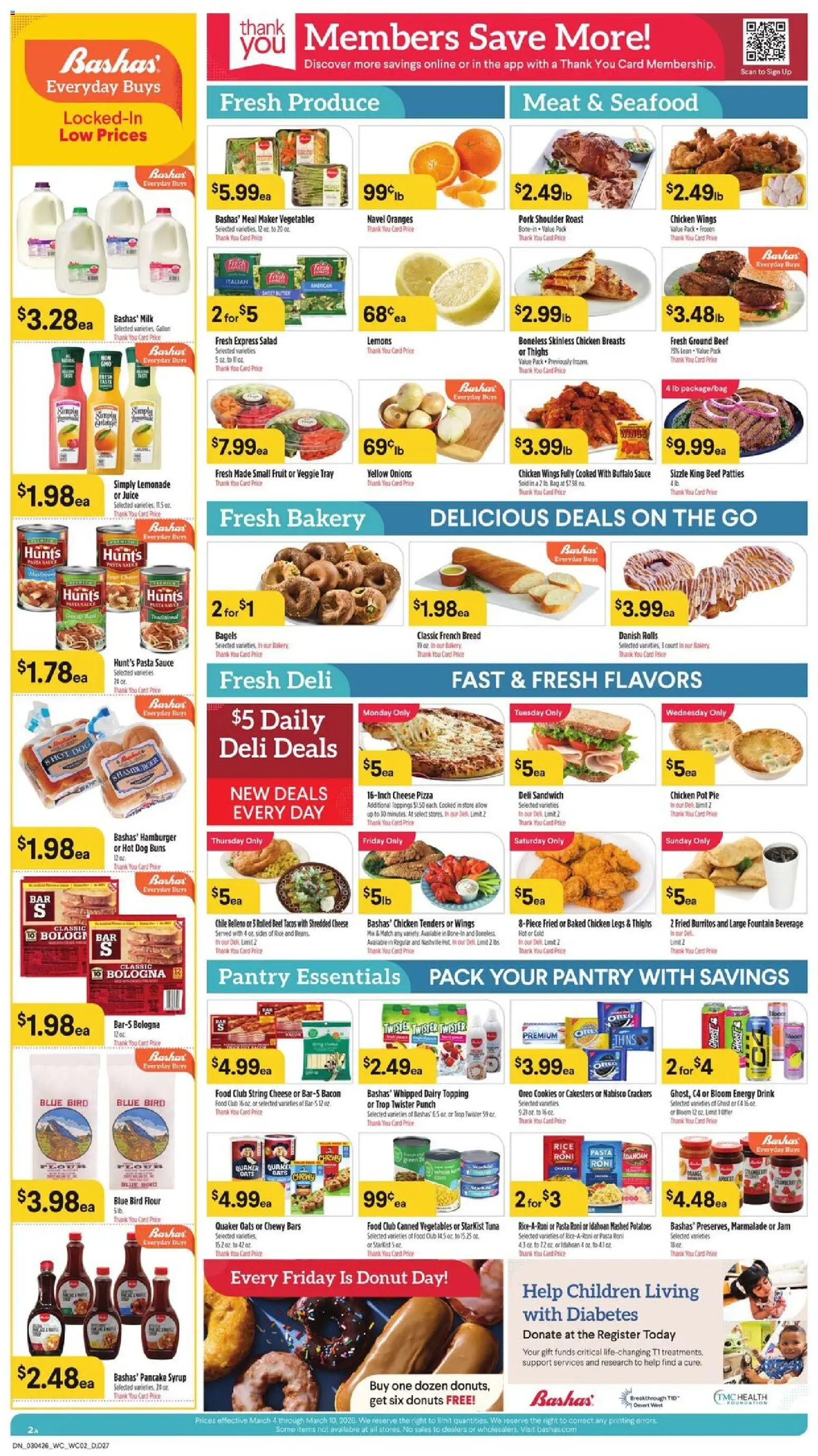 Basha's Dine - valid from 04.03.2026 | Page: 2 | Products: Milk, Bread, Potatoes, Vegetables