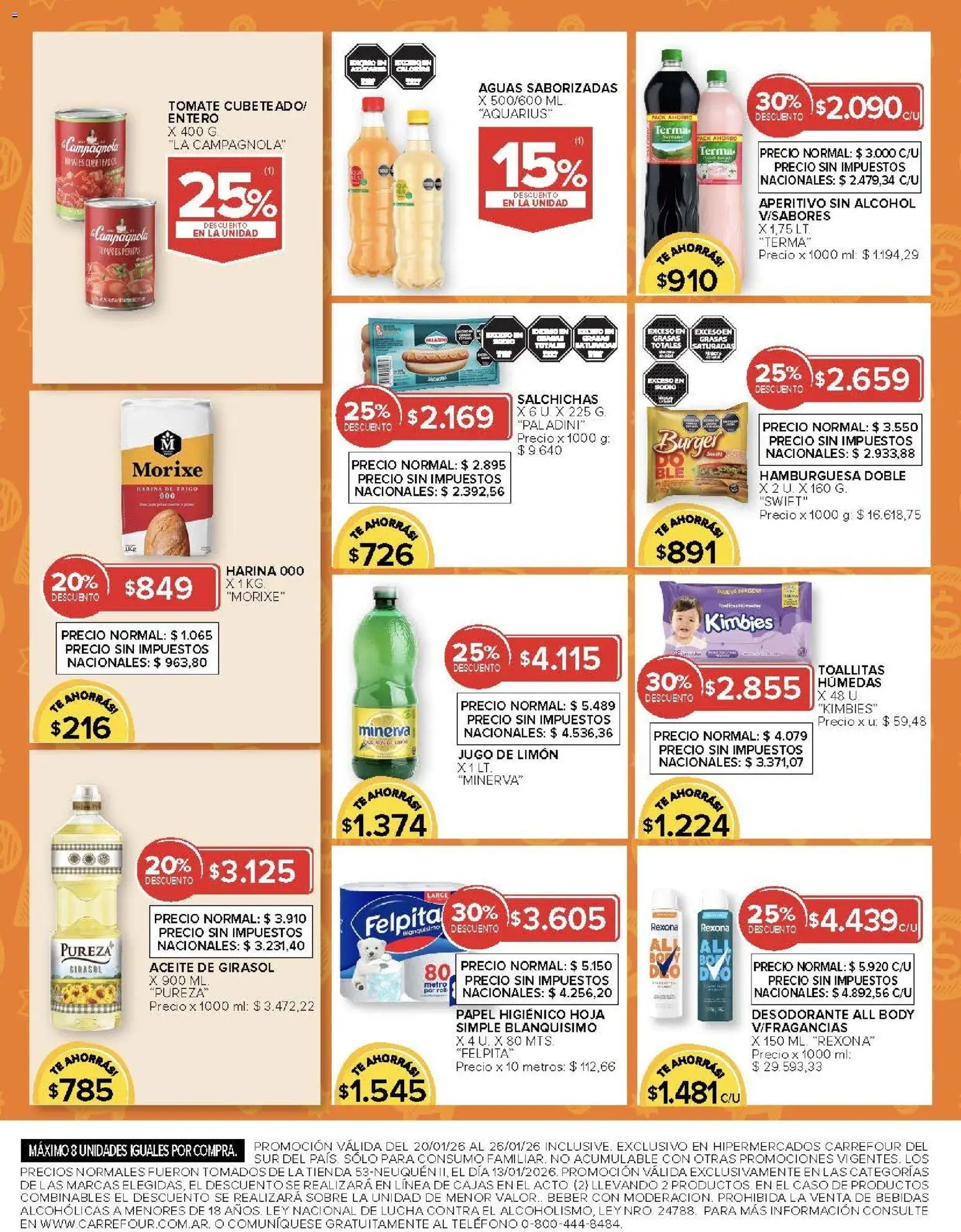 Carrefour ofertas │ válido desde el 20.01.2026 | Página: 16 | Productos: Caso, Sobre, Toallitas húmedas, Limón