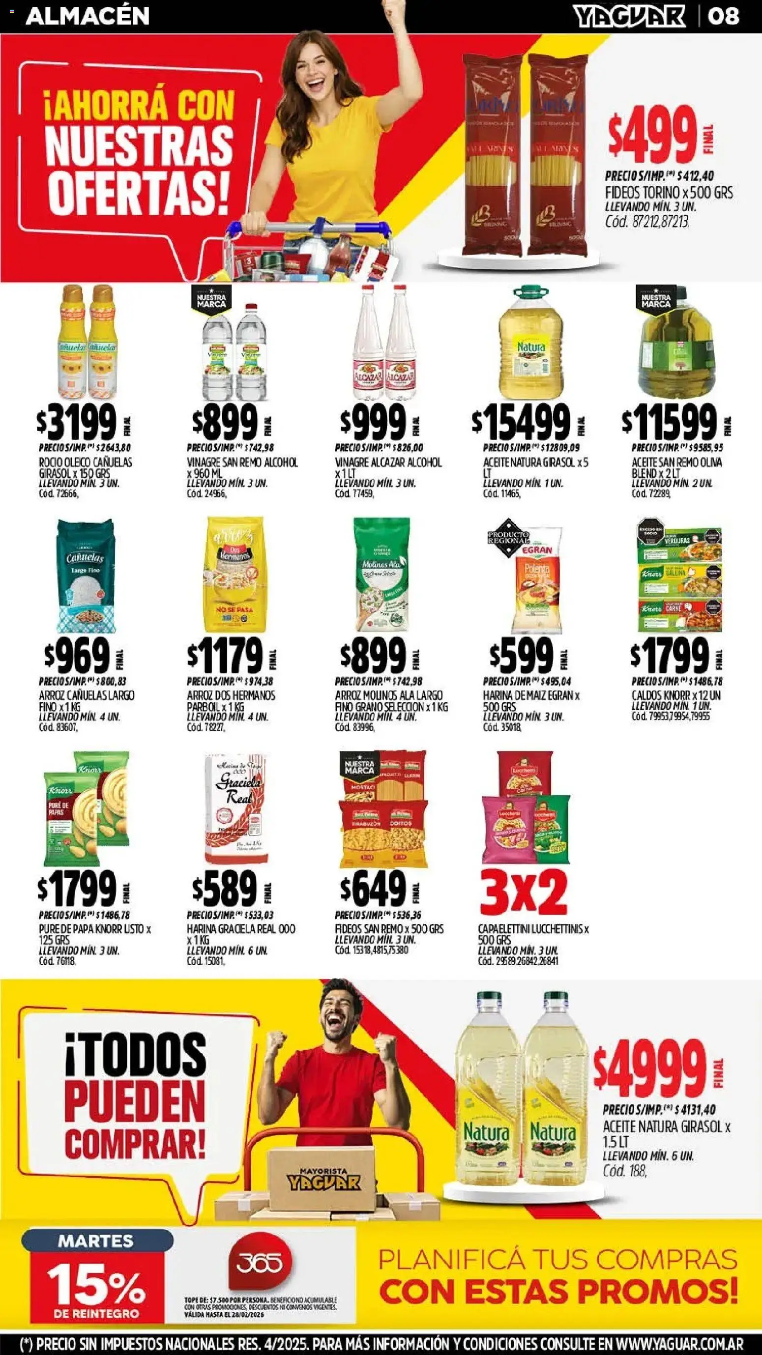 Yaguar - Oferta Semanal Córdoba │ válido desde el 23.02.2026 | Página: 8 | Productos: Harina, Aceite, Oliva, Fideos