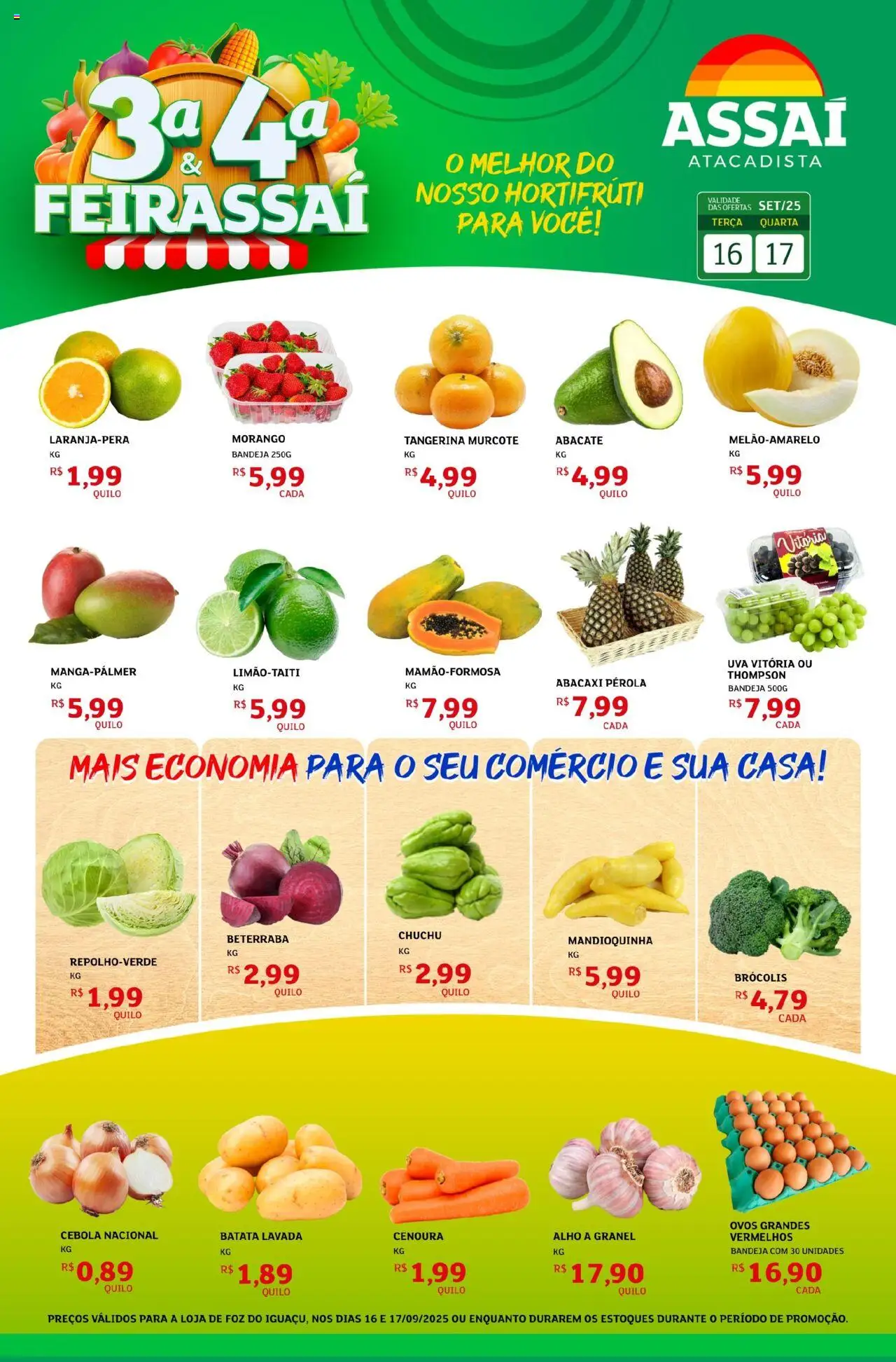 Assaí Atacadista Folheto - válido de 16.09.2025 | Página: 1 | Produtos: Chuchu, Alho, Cenoura, Batata