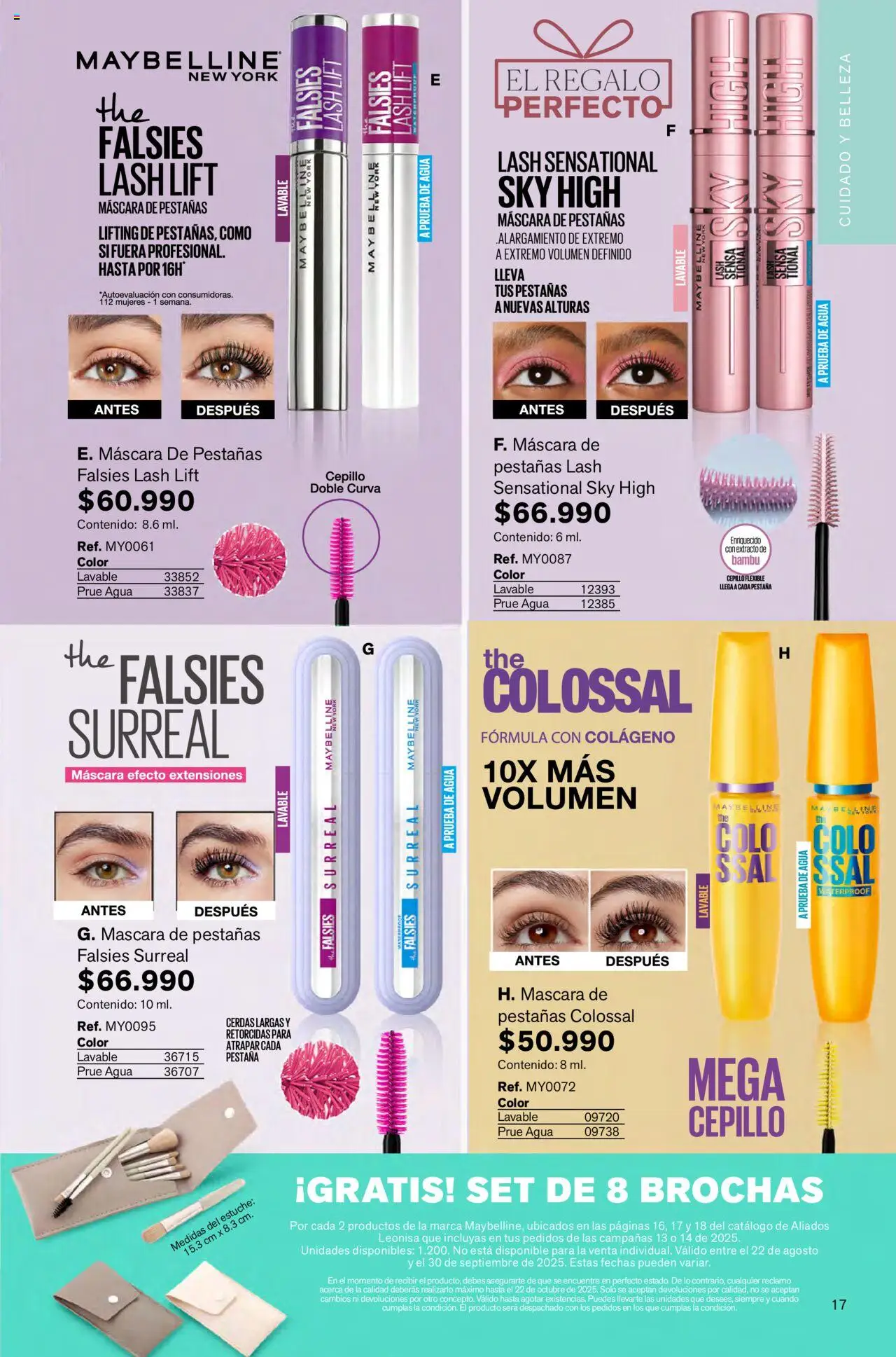 Leonisa revista - valida desde el 24.08.2025 | Página: 17 | Productos: Agua, Estuche, Cepillo, Máscara