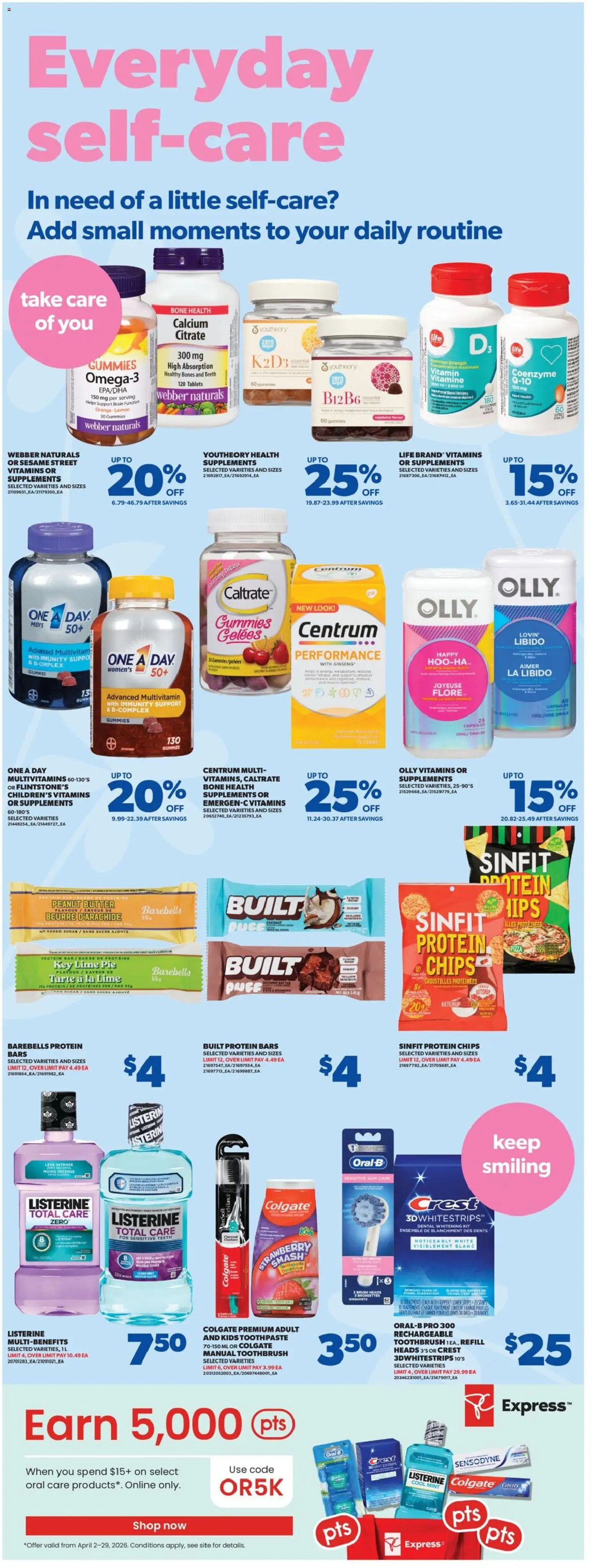 Real Canadian Superstore flyer valid from 09.04.2026 | Page: 25 | Products: Brush, Toothpaste, Butter, Pizza