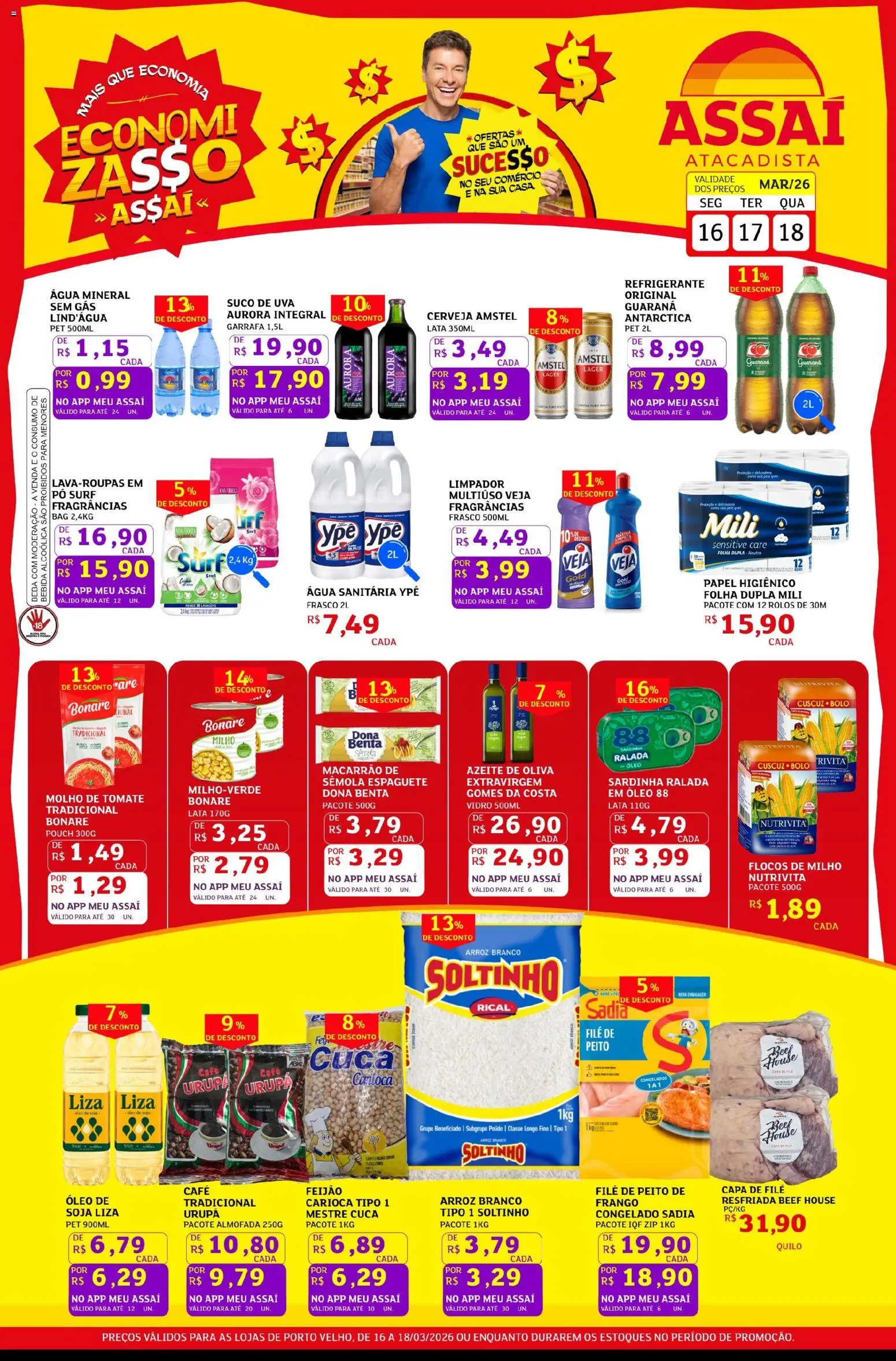 Assaí Atacadista Folheto - válido de 16.03.2026 | Página: 1 | Produtos: Almofada, Café, Suco, Flocos