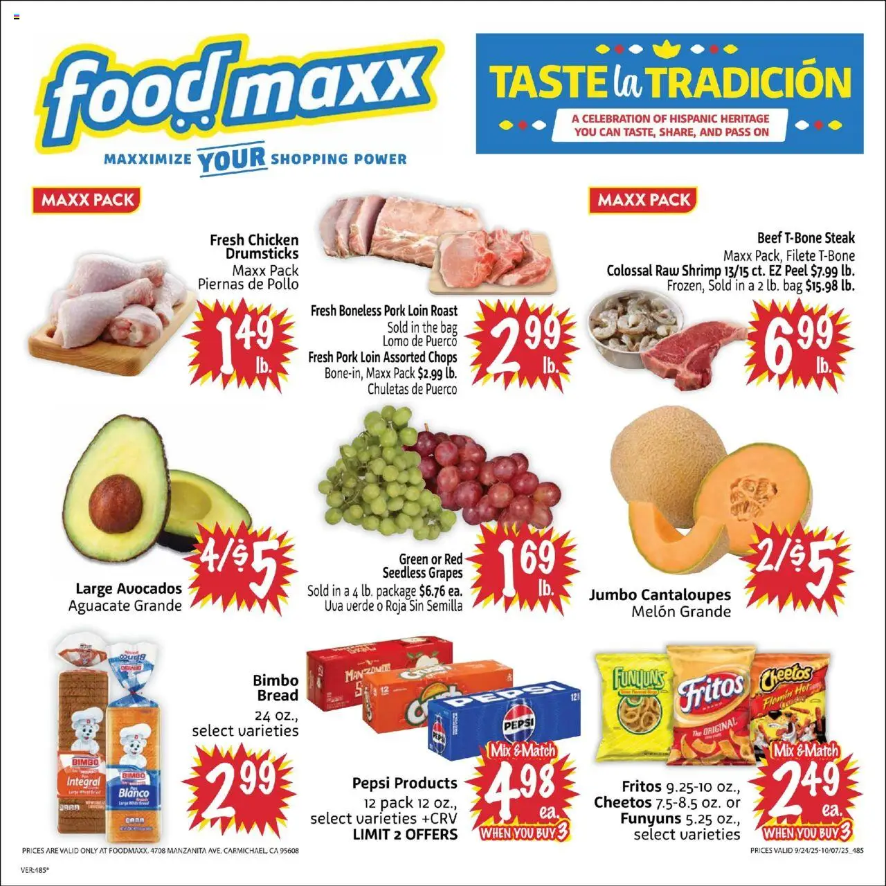 FoodMaxx Weekly Ad - valid from 24.09.2025 | Page: 1 | Products: Bread, Pork, Beef, Grapes