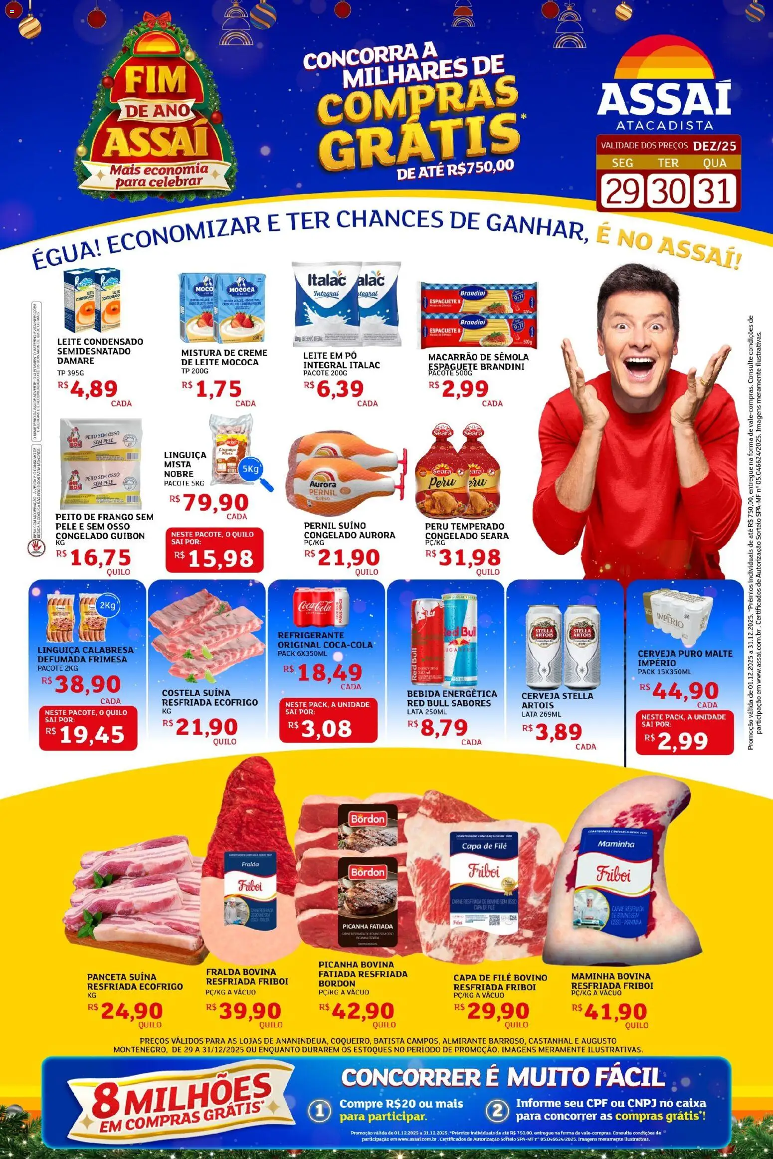 Assaí Atacadista Folheto - válido de 29.12.2025 | Página: 1 | Produtos: Caixa, Pernil, Leite, Carne
