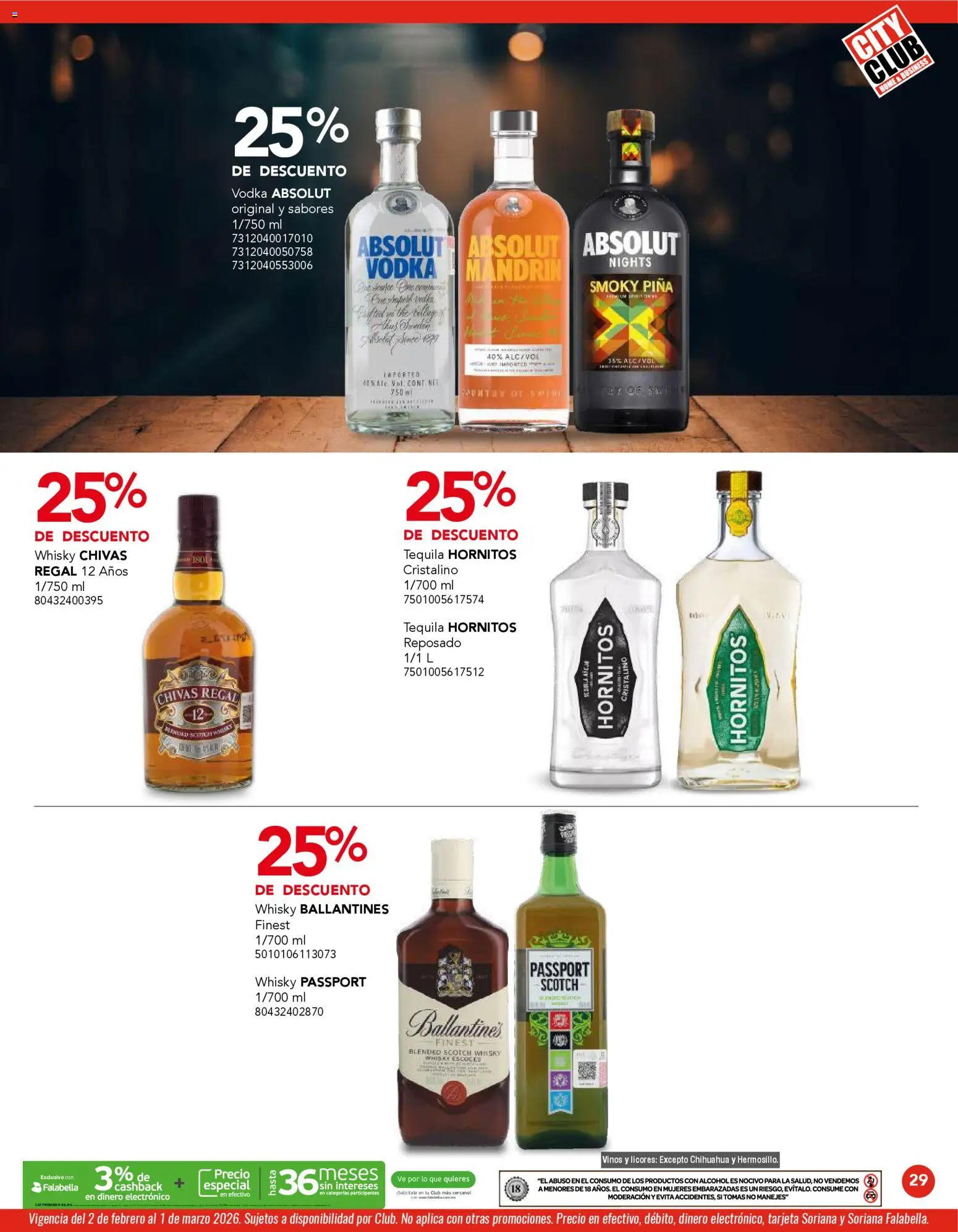 Nuevas ofertas de City Club válidas en toda la República Mexicana desde el 02.02.2026. ¡Encuentra las mejores ofertas en City Club catálogo! | Página: 29 | Productos: Piña, Tequila, Vodka, Whisky