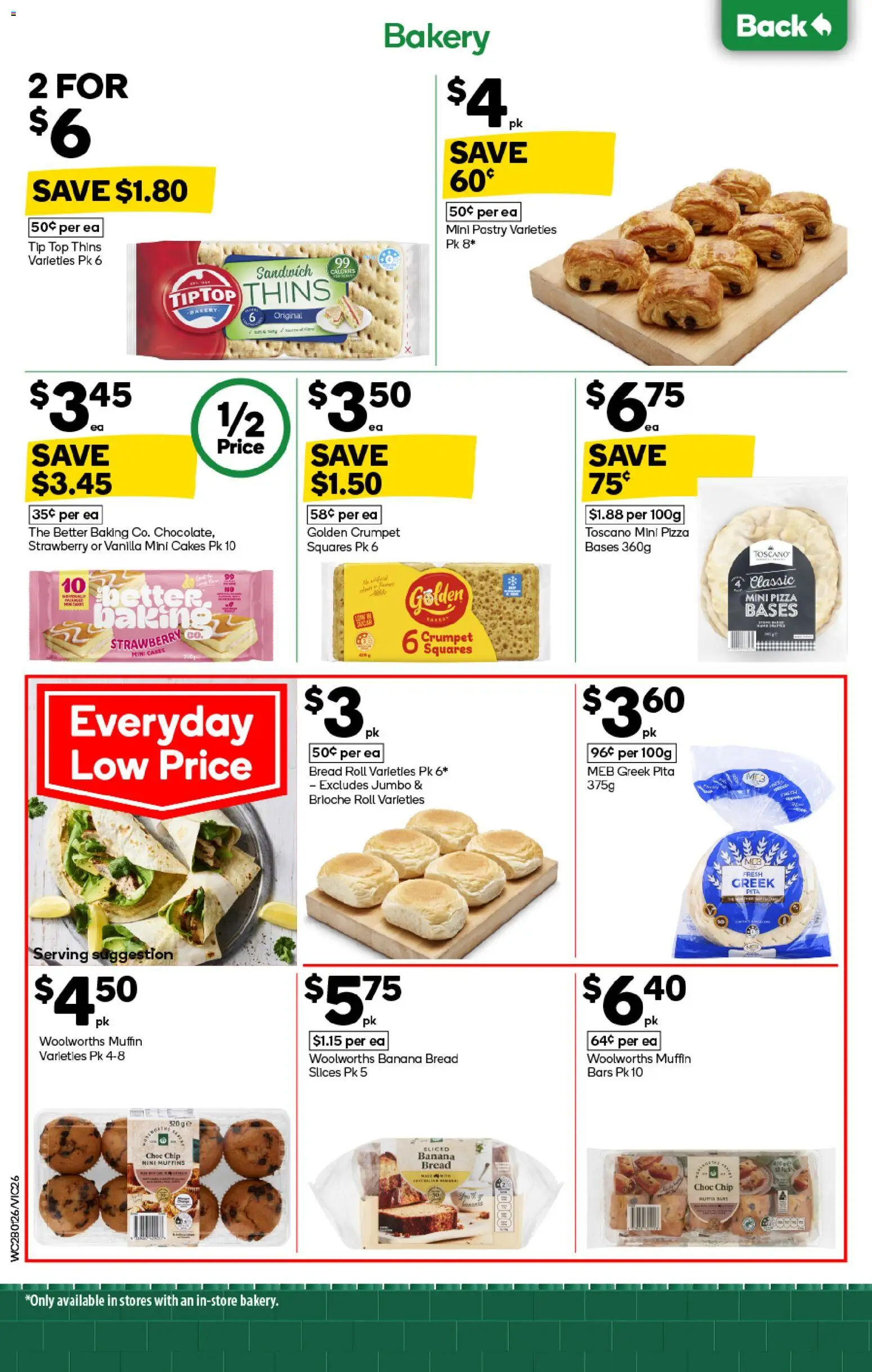 Woolworths catalogue - valid from 28.01.2026 | Page: 26 | Products: Bread, Pizza, Muffins, Bakery