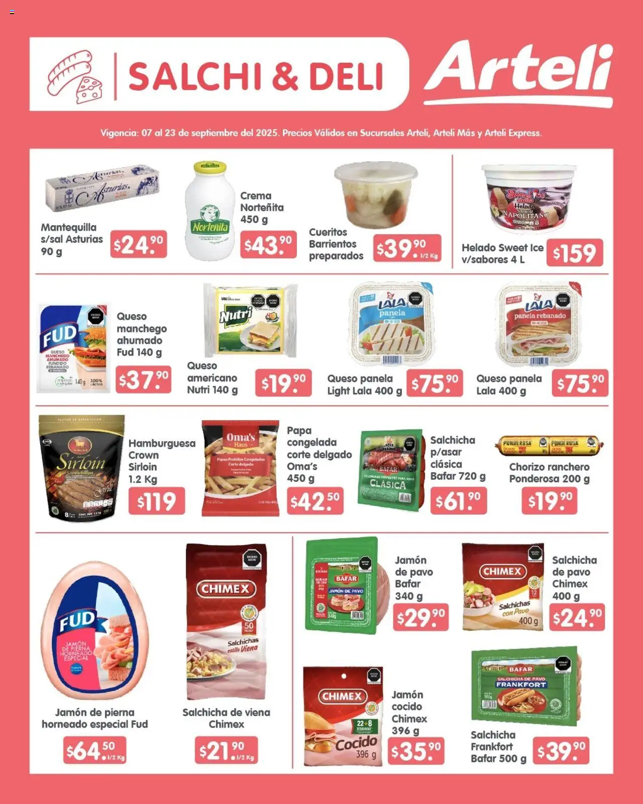 Nuevas ofertas de Arteli válidas en toda la República Mexicana desde el 07.09.2025. ¡Encuentra las mejores ofertas en Arteli - Folleto Quincenal! | Página: 8 | Productos: Papa, Salchicha, Crema, Jamón
