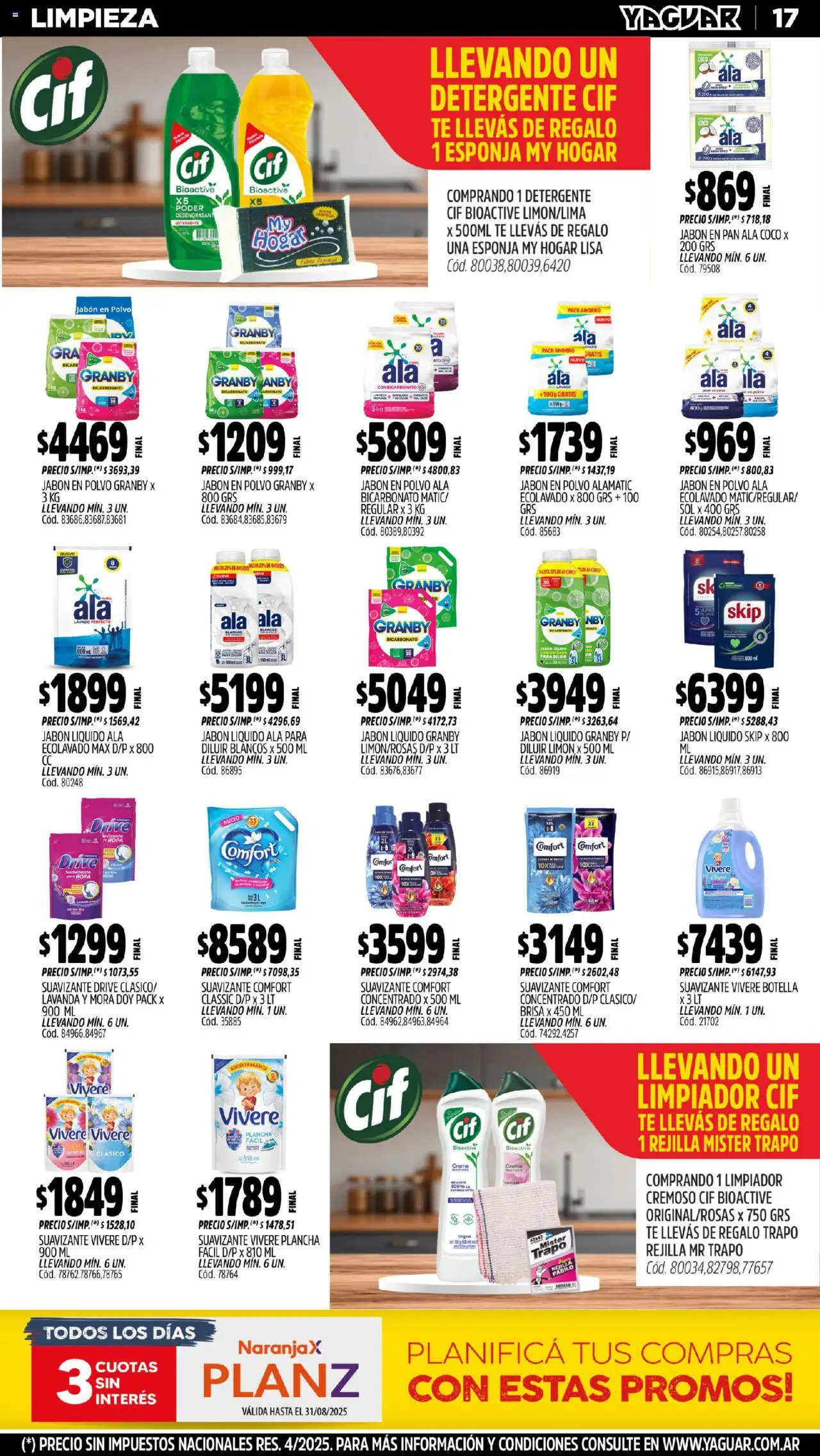 Yaguar - Mendoza │ válido desde el 18.08.2025 | Página: 16 | Productos: Botella, Polvo, Suavizante, Crema