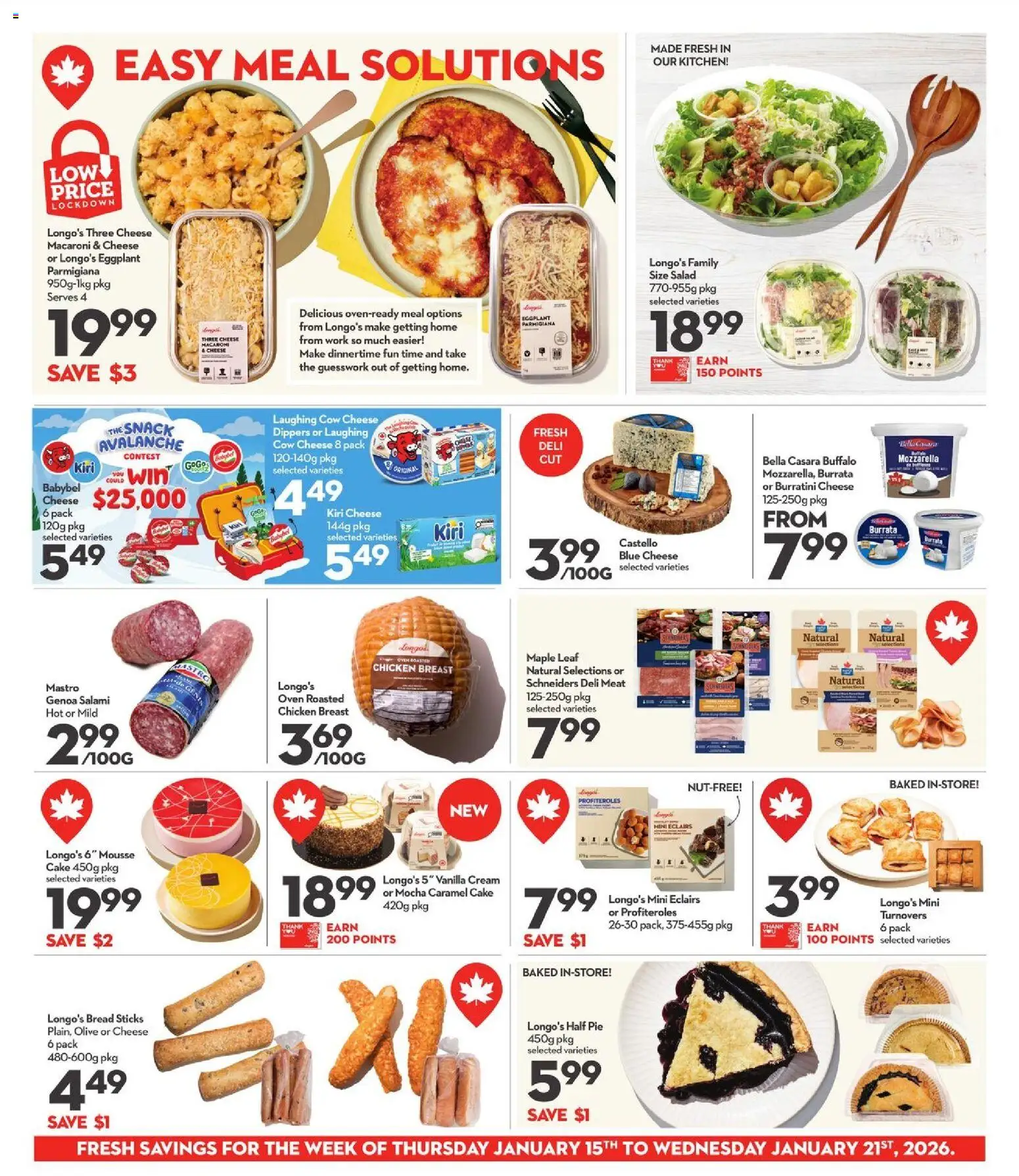 Longo's flyer valid from 15.01.2026 | Page: 6 | Products: Oven, Cheese, Salami, Chicken