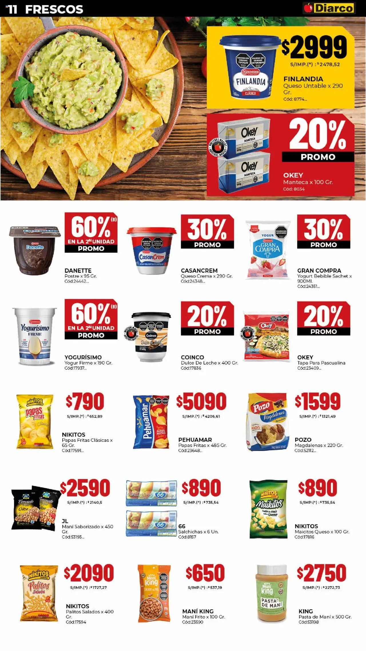 Diarco ofertas │ válido desde el 20.10.2025 | Página: 11 | Productos: Mani, Queso, Yogur, Papas fritas