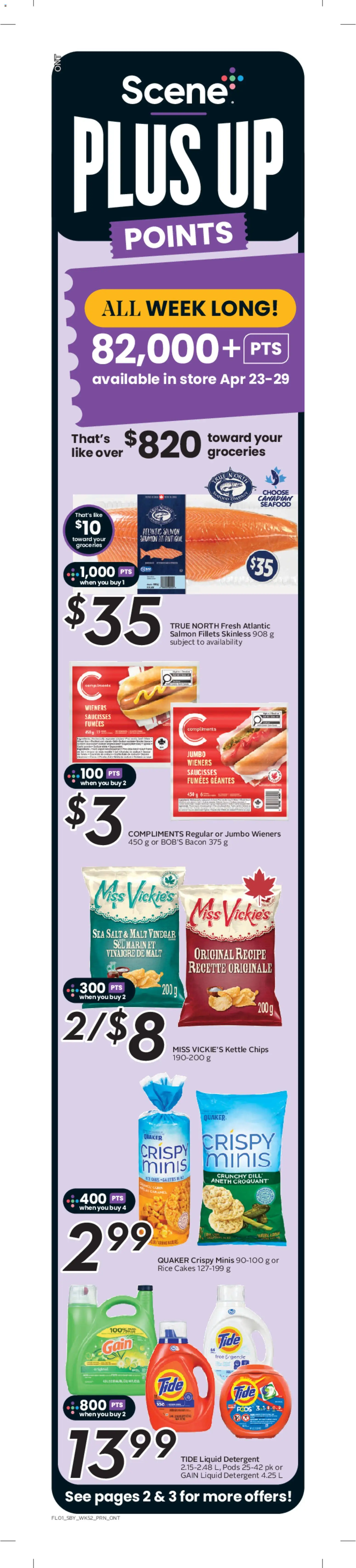 Sobeys flyer valid from 23.04.2026 | Page: 2 | Products: Rice, Chips, Kettle, Detergent