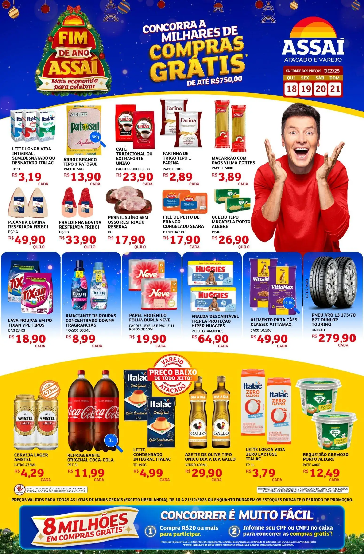 Assaí Atacadista Folheto - válido de 18.12.2025 | Página: 1 | Produtos: Picanha, Leite, Ovos, Azeite
