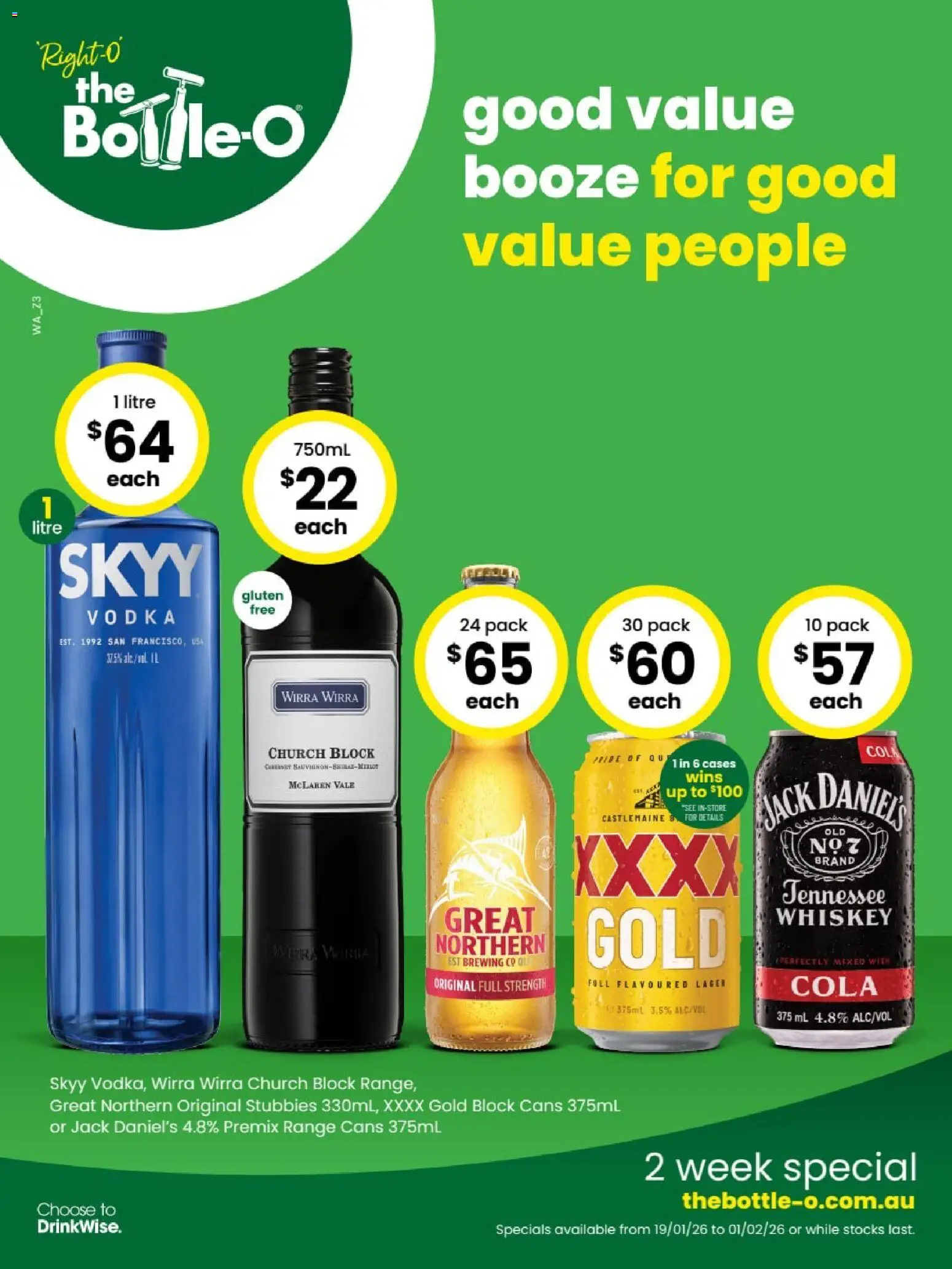 The Bottle-O catalogue - valid from 19.01.2026 | Page: 1 | Products: Vodka, Whiskey