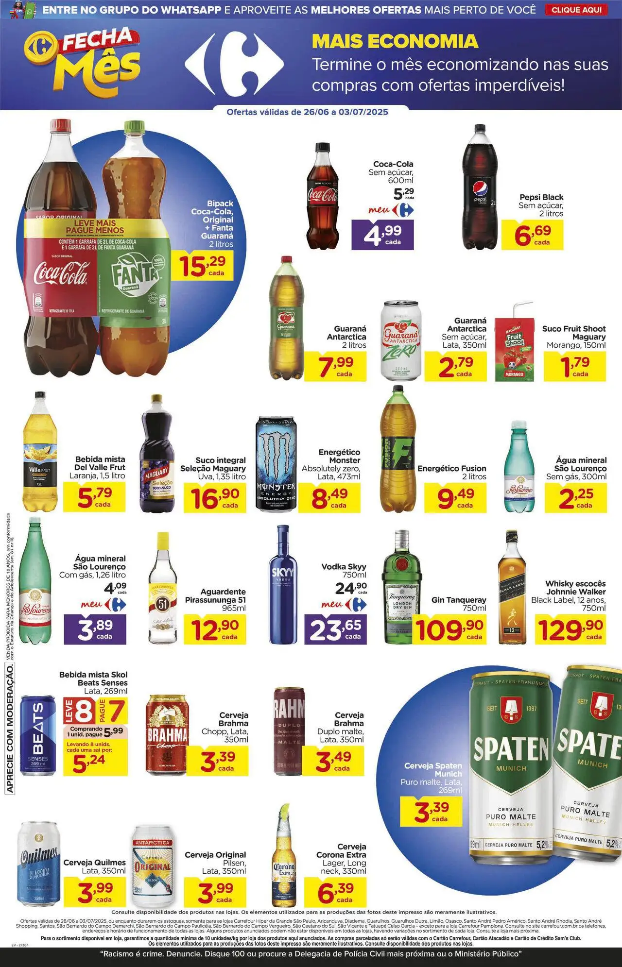 Carrefour Folheto - válido de 26.06.2025 | Página: 7 | Produtos: Energético, Whisky, Suco, Açúcar
